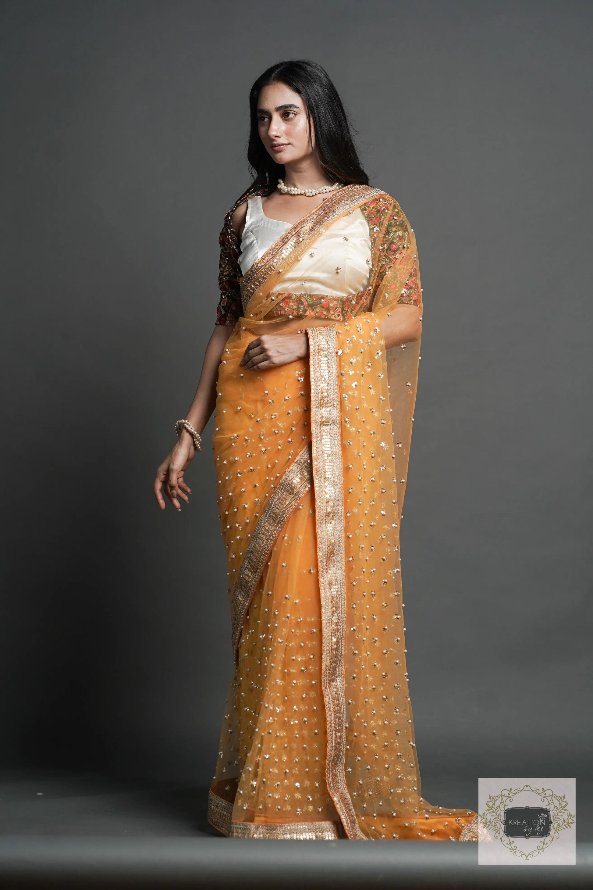 Yellow Mahiya Saree kreationbykj