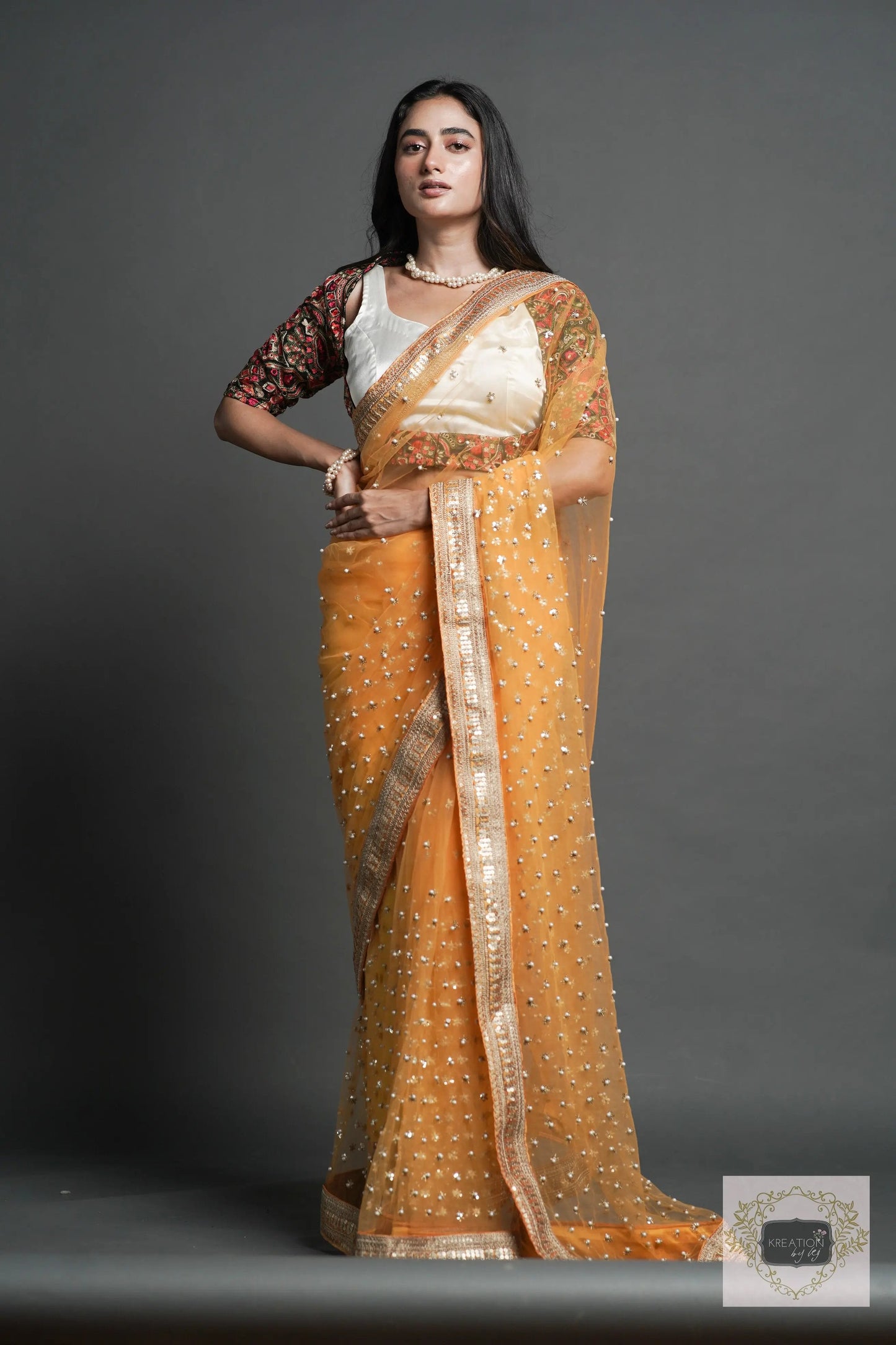 Yellow Mahiya Saree kreationbykj
