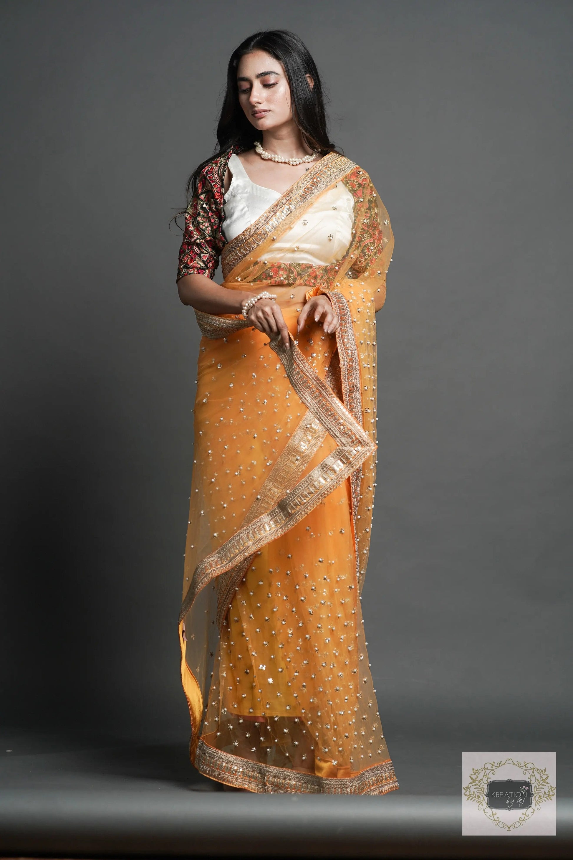 Yellow Mahiya Saree kreationbykj