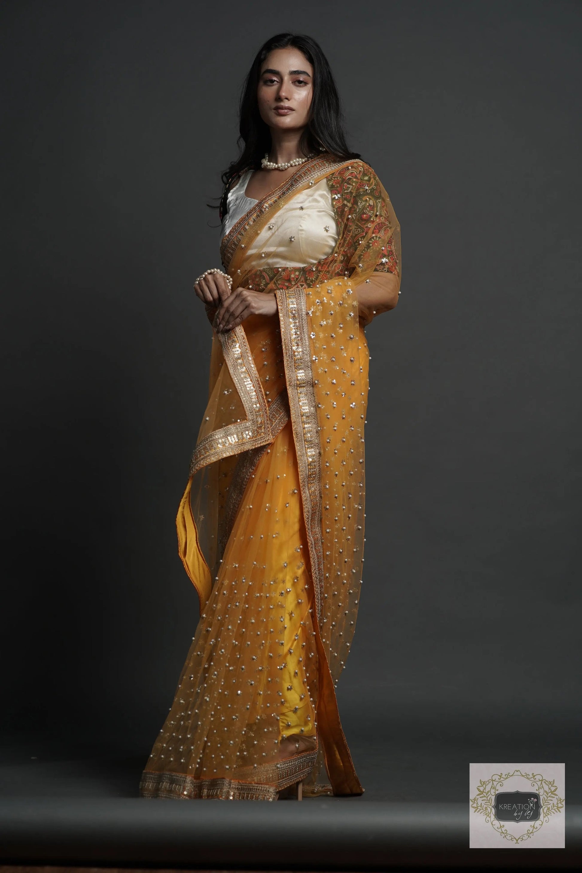 Yellow Mahiya Saree kreationbykj