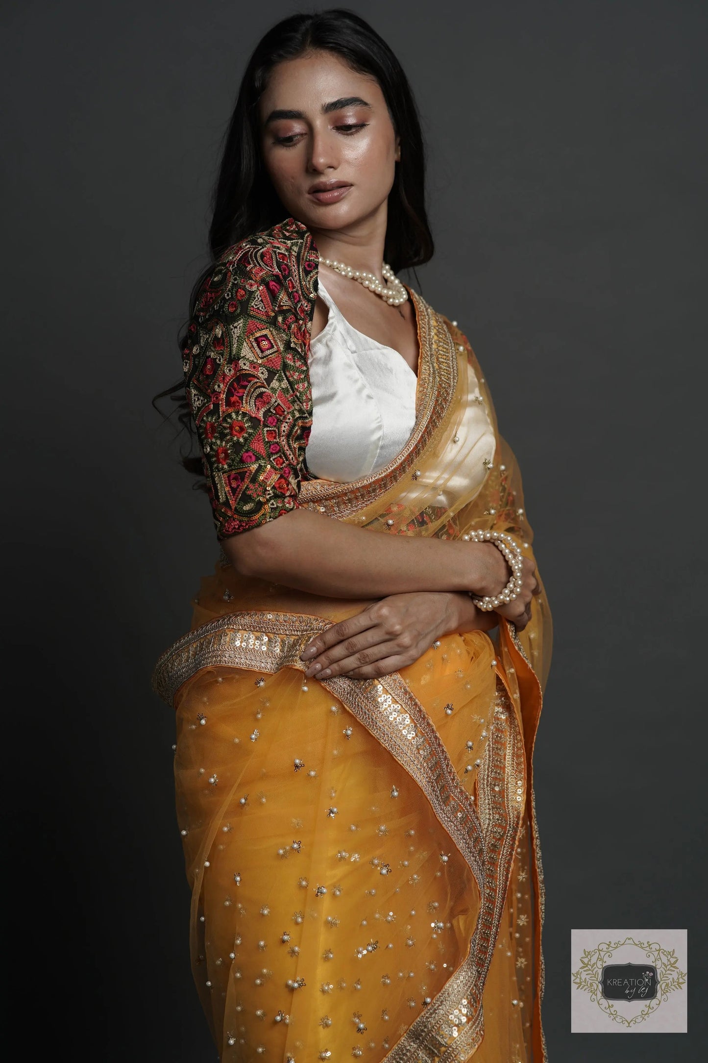 Yellow Mahiya Saree kreationbykj