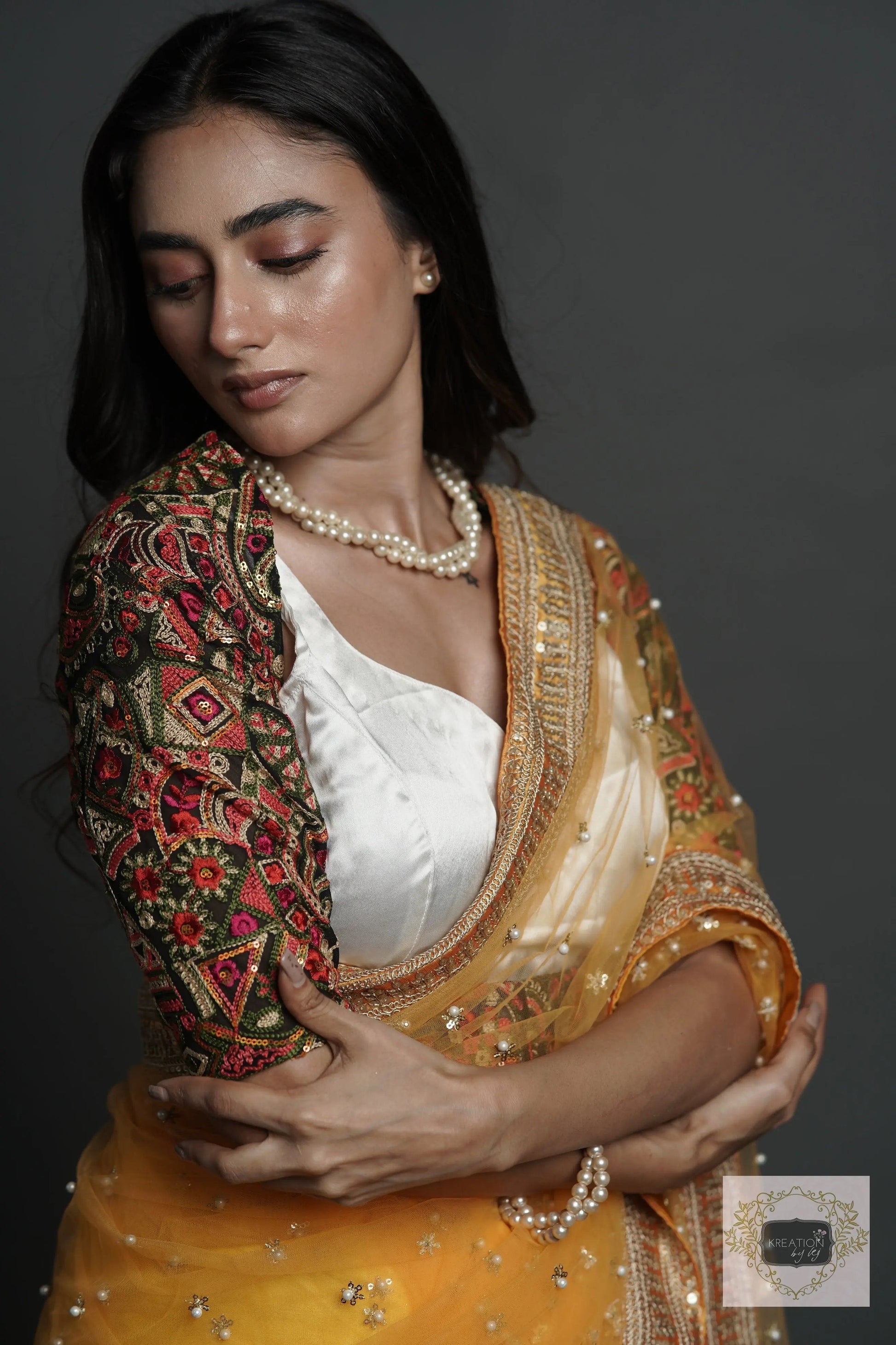 Yellow Mahiya Saree kreationbykj