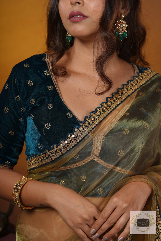 Teal Velvet Blouse kreationbykj