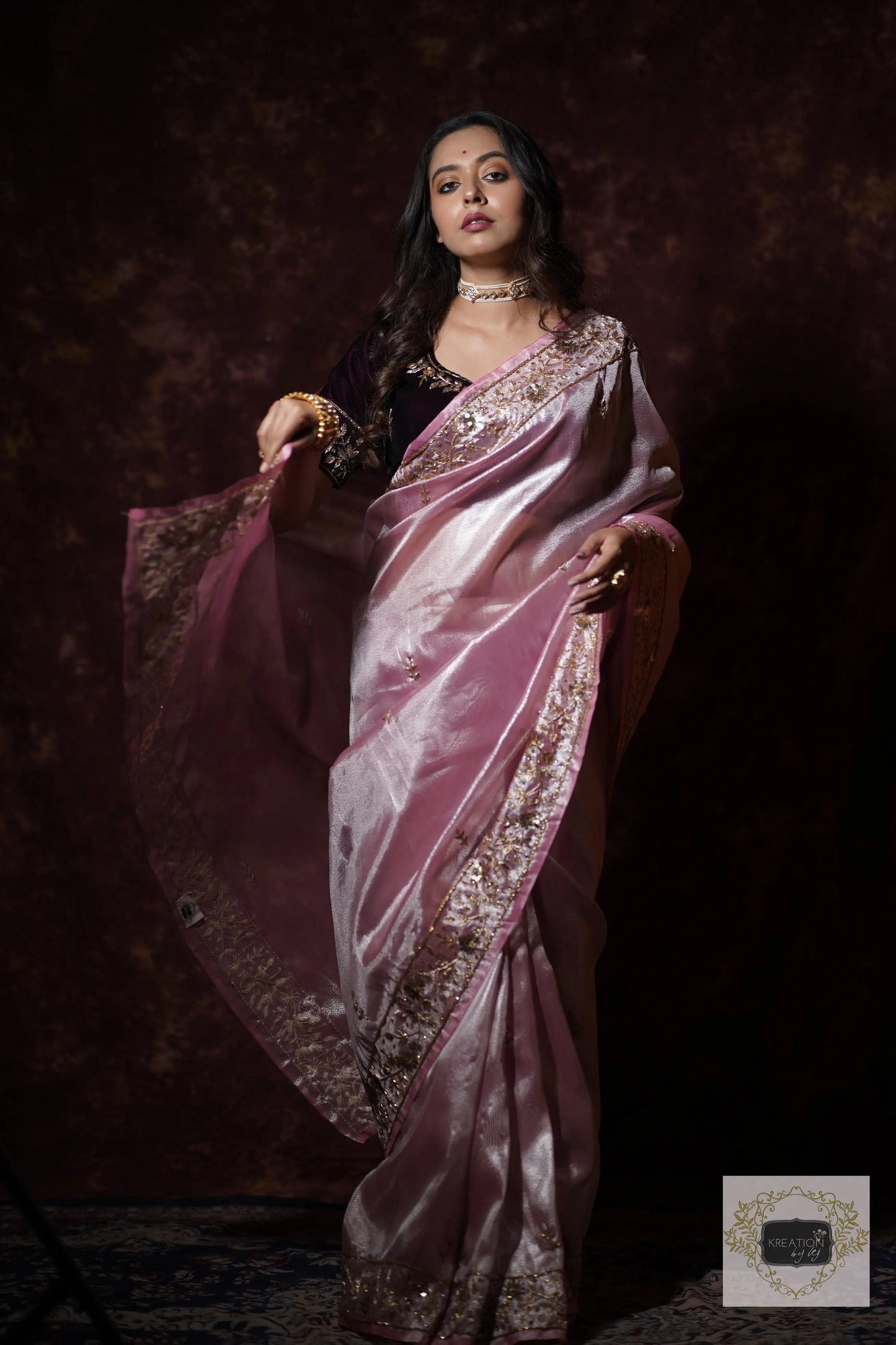 Pink Tissue Anaya Saree kreationbykj