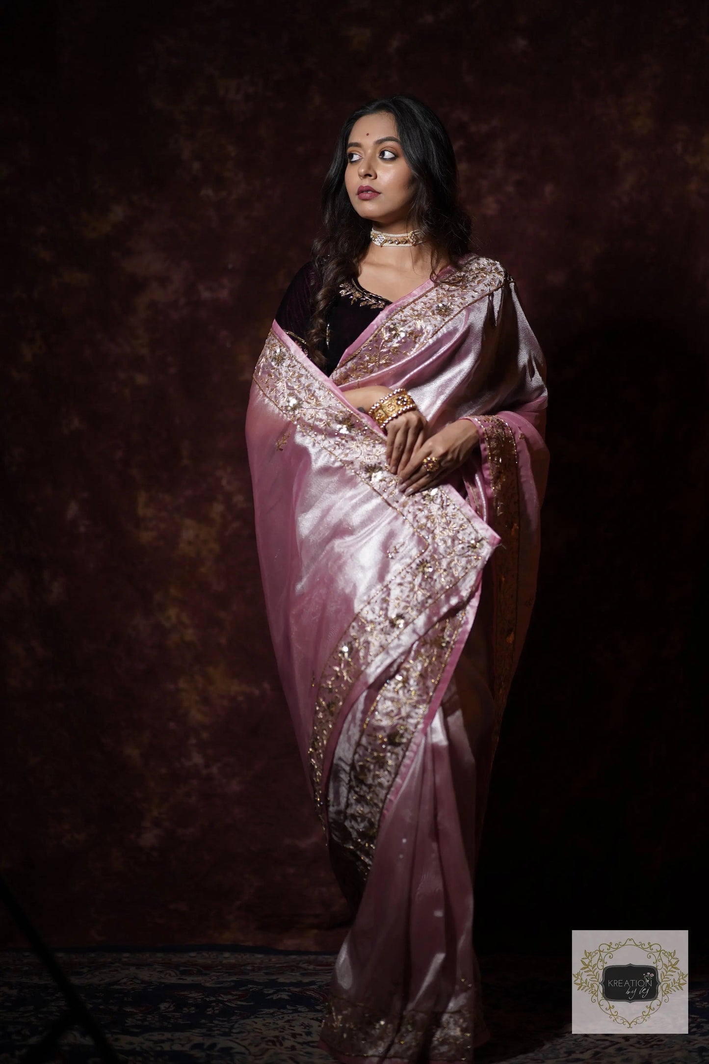 Pink Tissue Anaya Saree kreationbykj