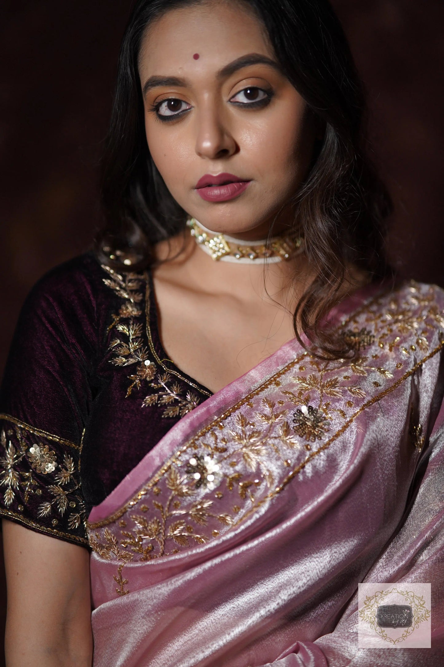Pink Tissue Anaya Saree kreationbykj