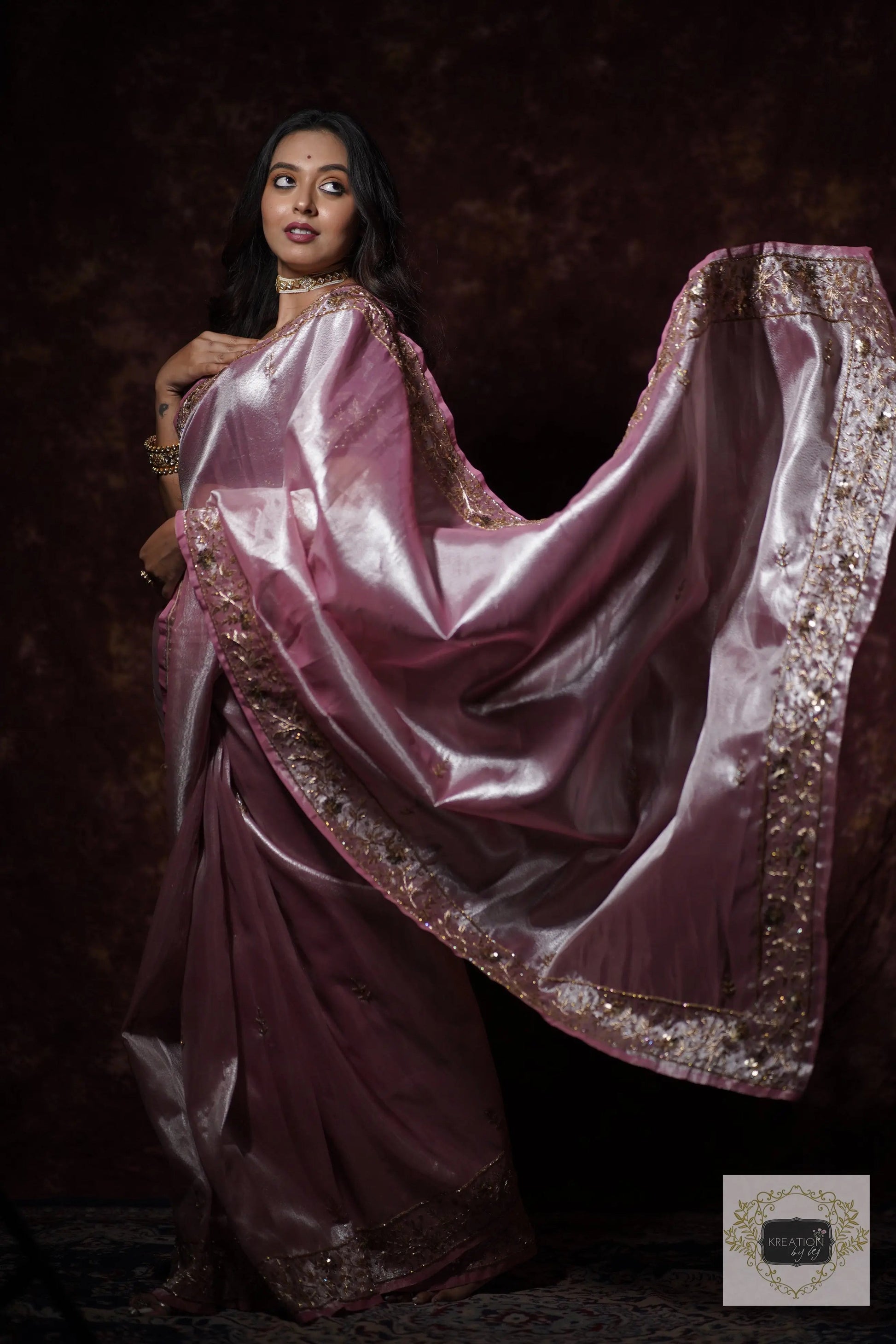 Pink Tissue Anaya Saree kreationbykj