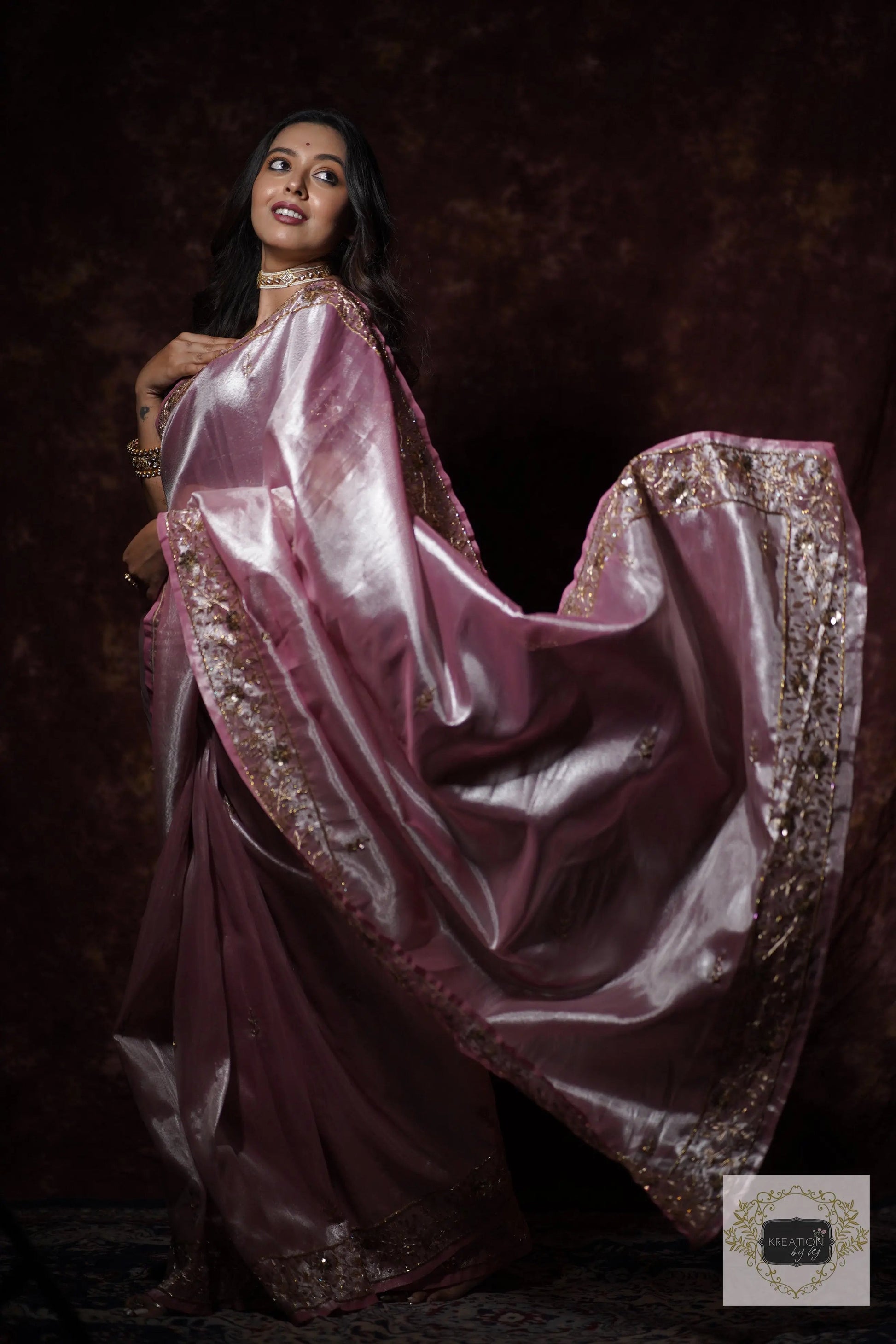 Pink Tissue Anaya Saree kreationbykj