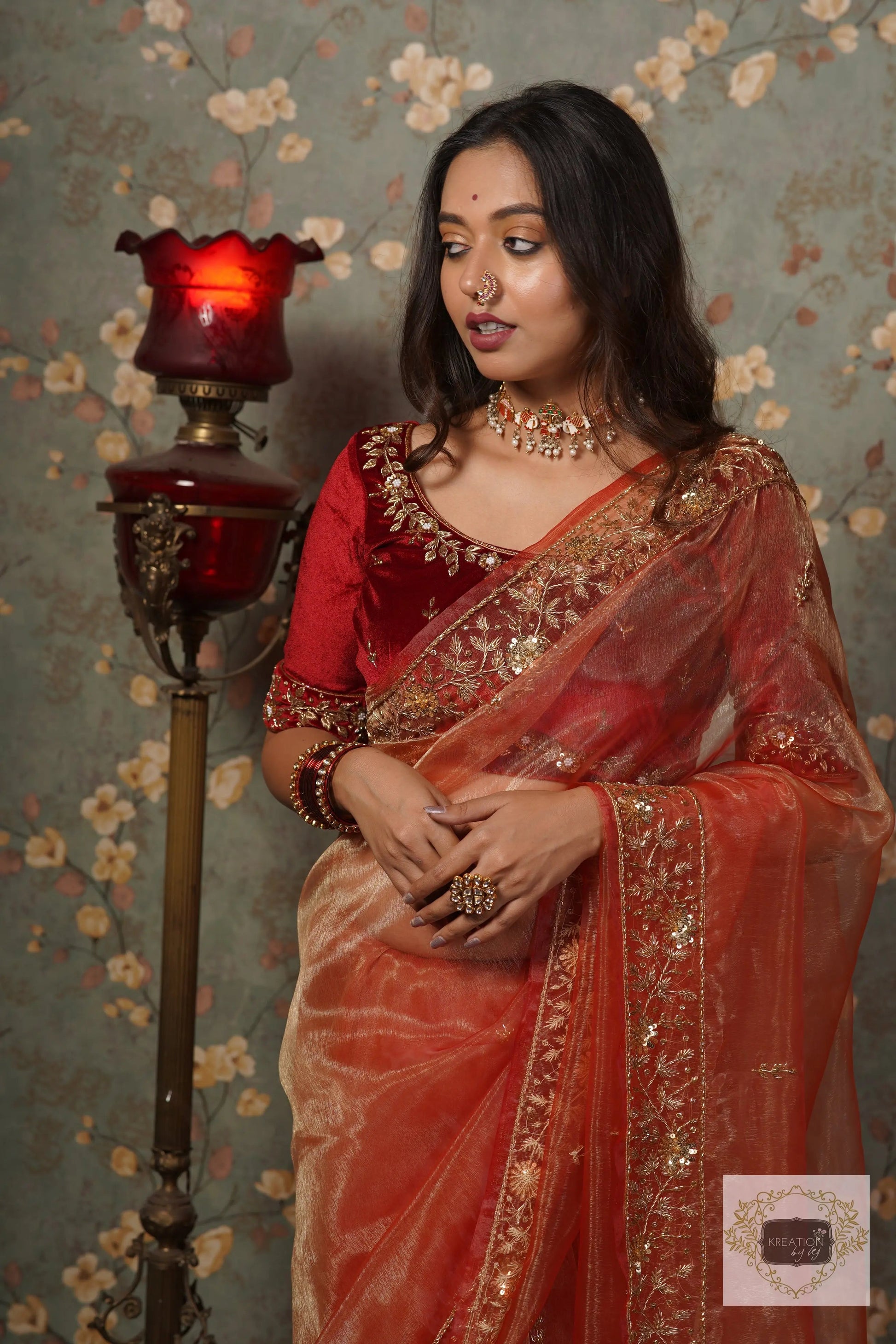 Marigold Glass Tissue Anaya Saree kreationbykj