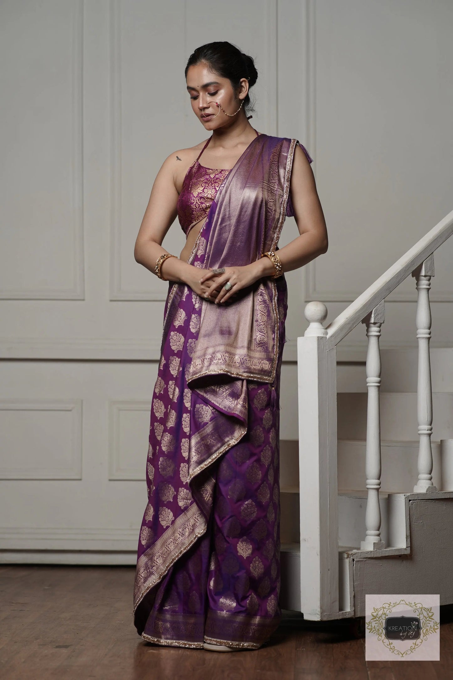 Purple Banarasi Saree kreationbykj