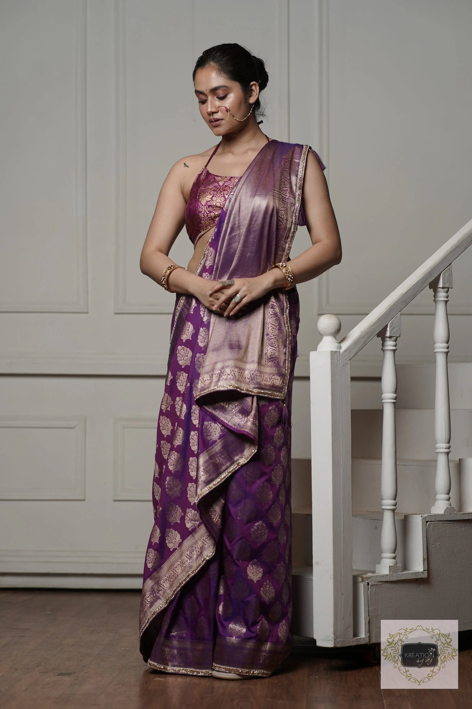 Purple Banarasi Saree kreationbykj