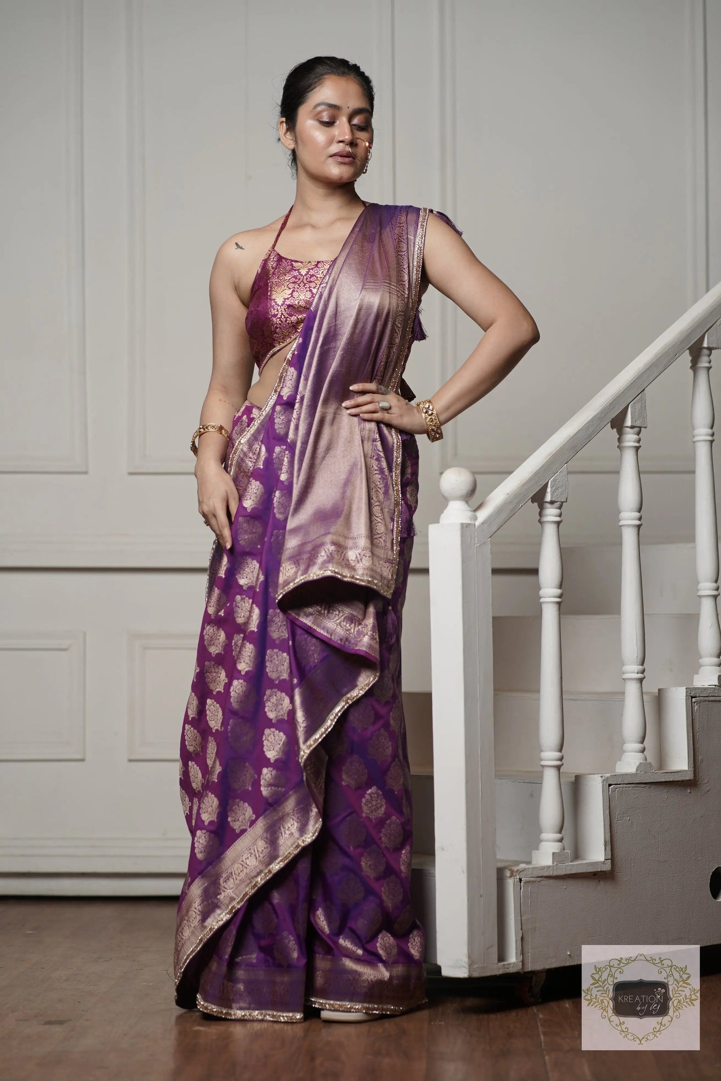 Purple Banarasi Saree kreationbykj