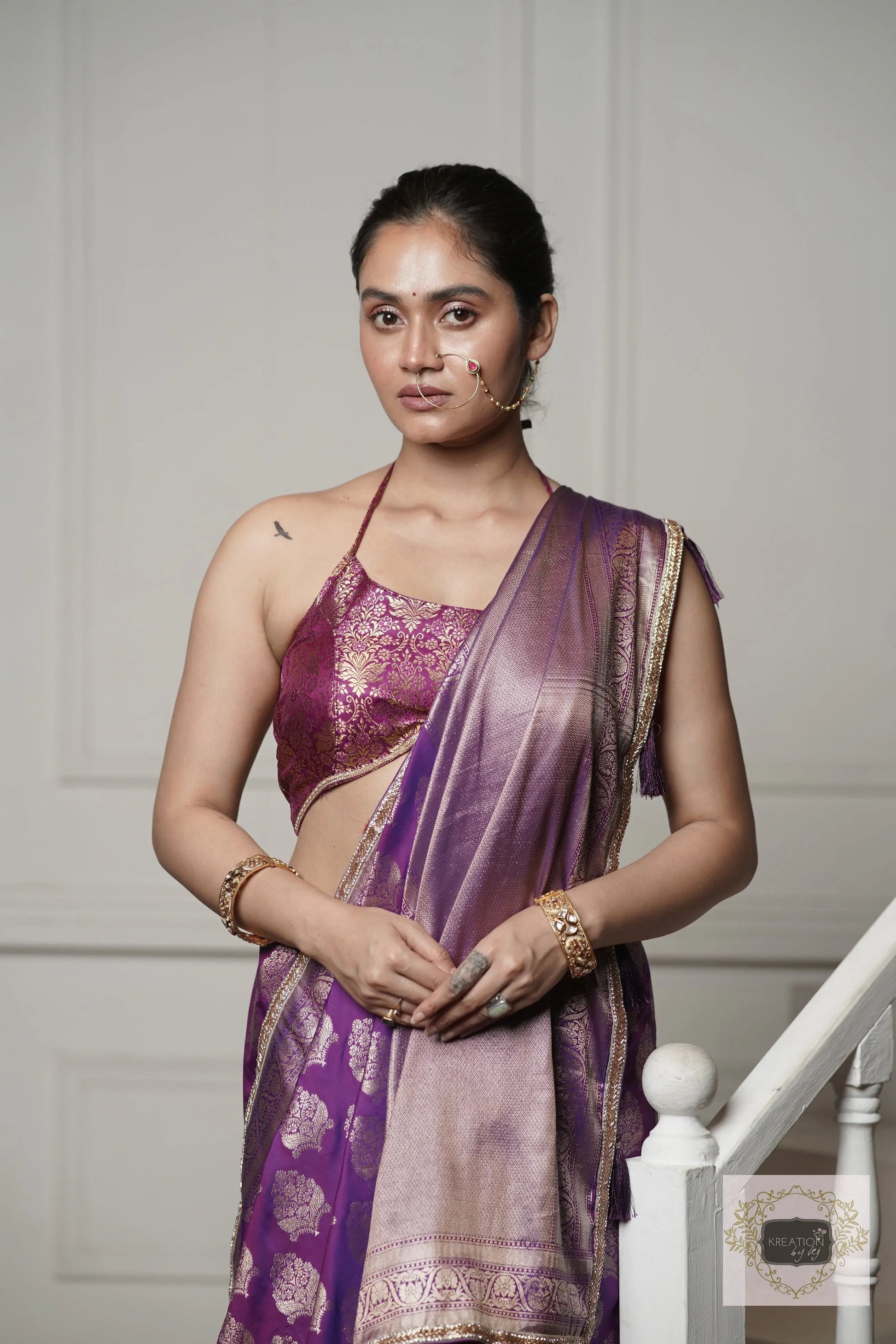 Purple Banarasi Saree kreationbykj