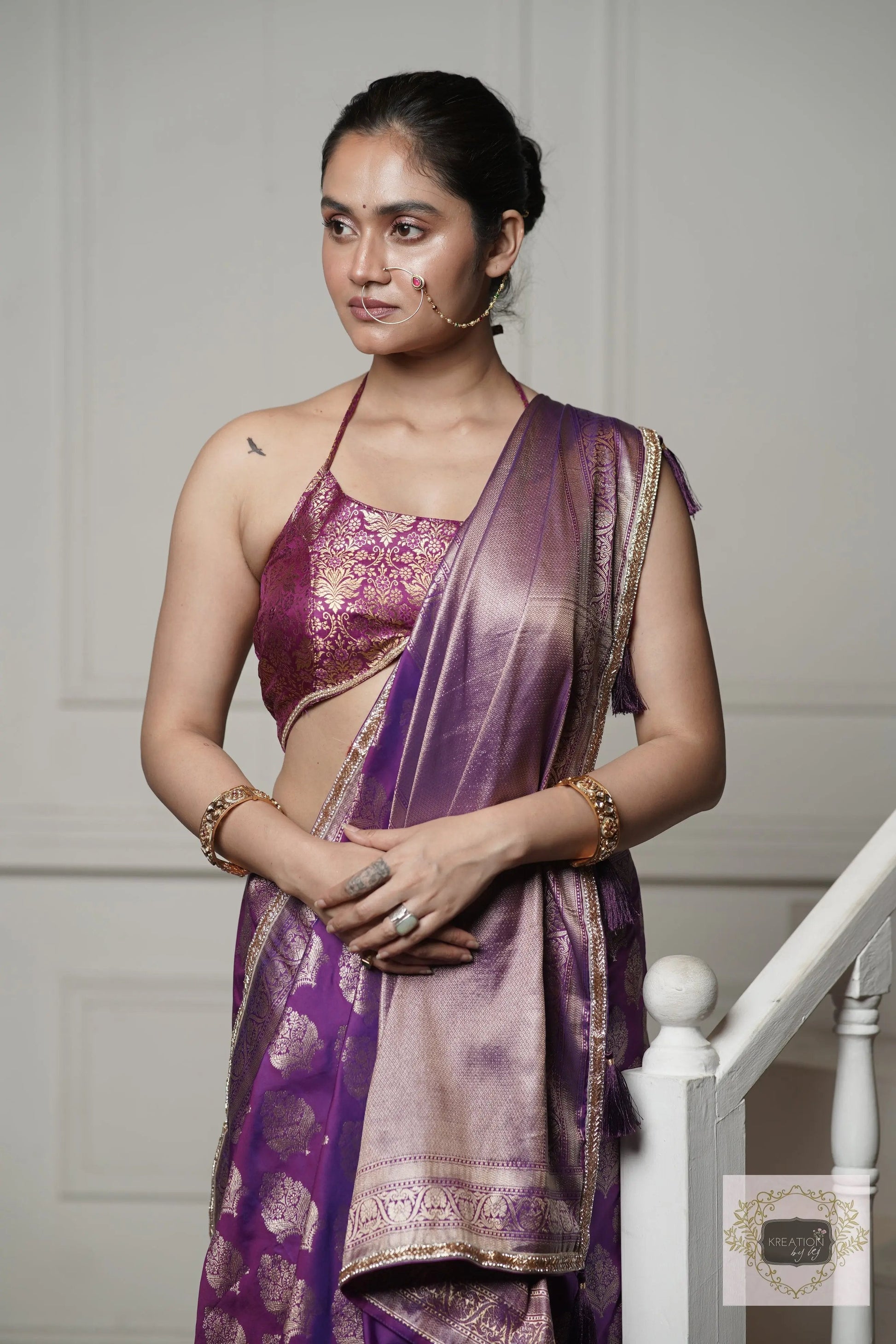 Purple Banarasi Saree kreationbykj