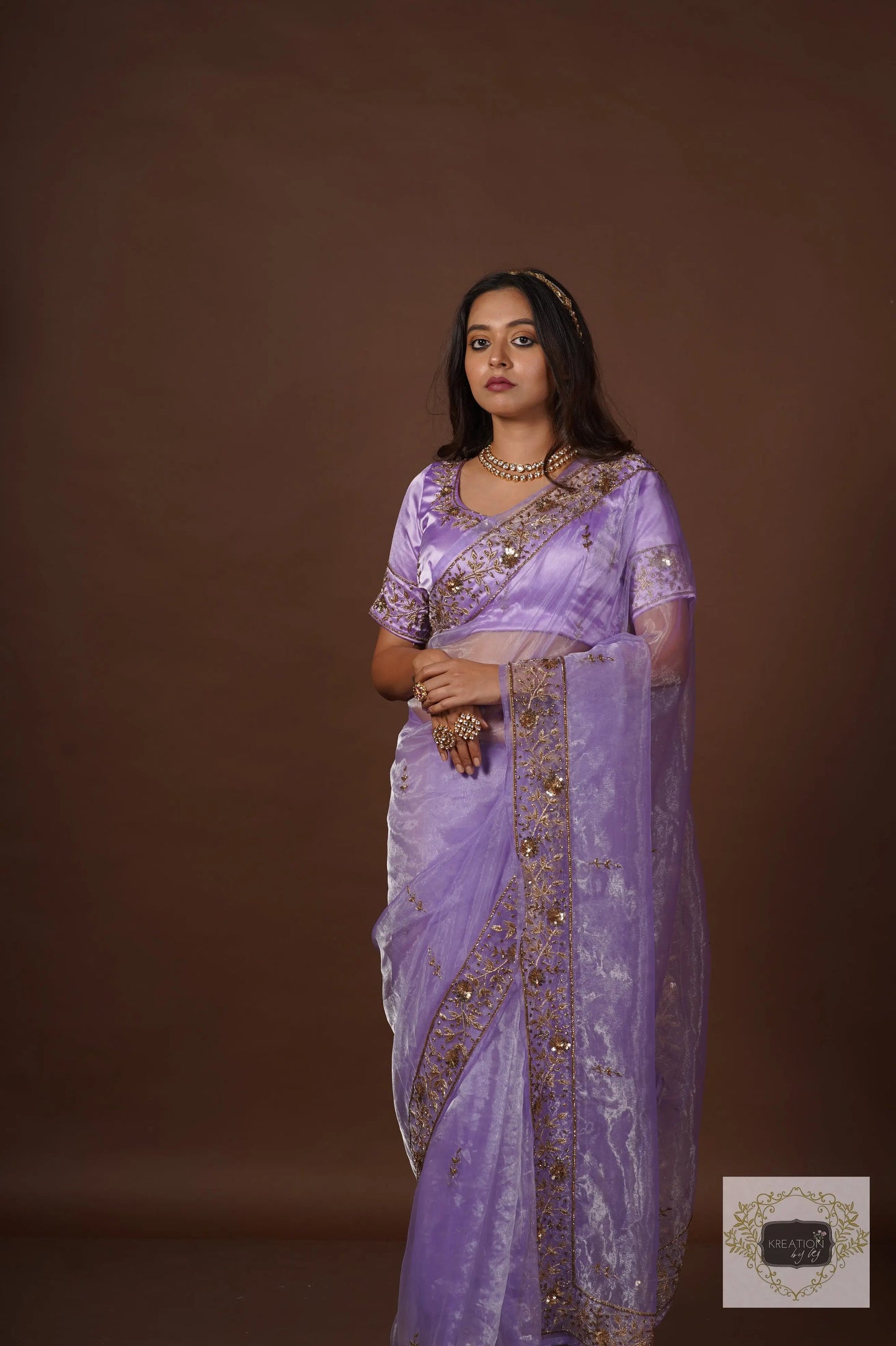 Lavender Glass Tissue Anaya Saree kreationbykj
