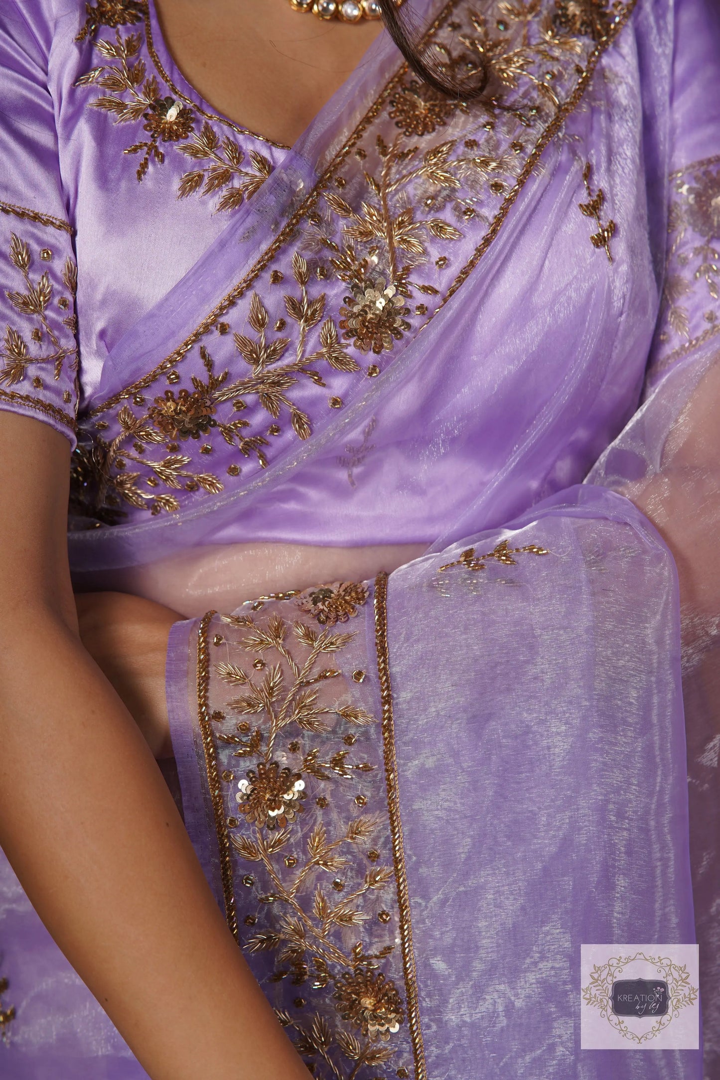Lavender Glass Tissue Anaya Saree kreationbykj