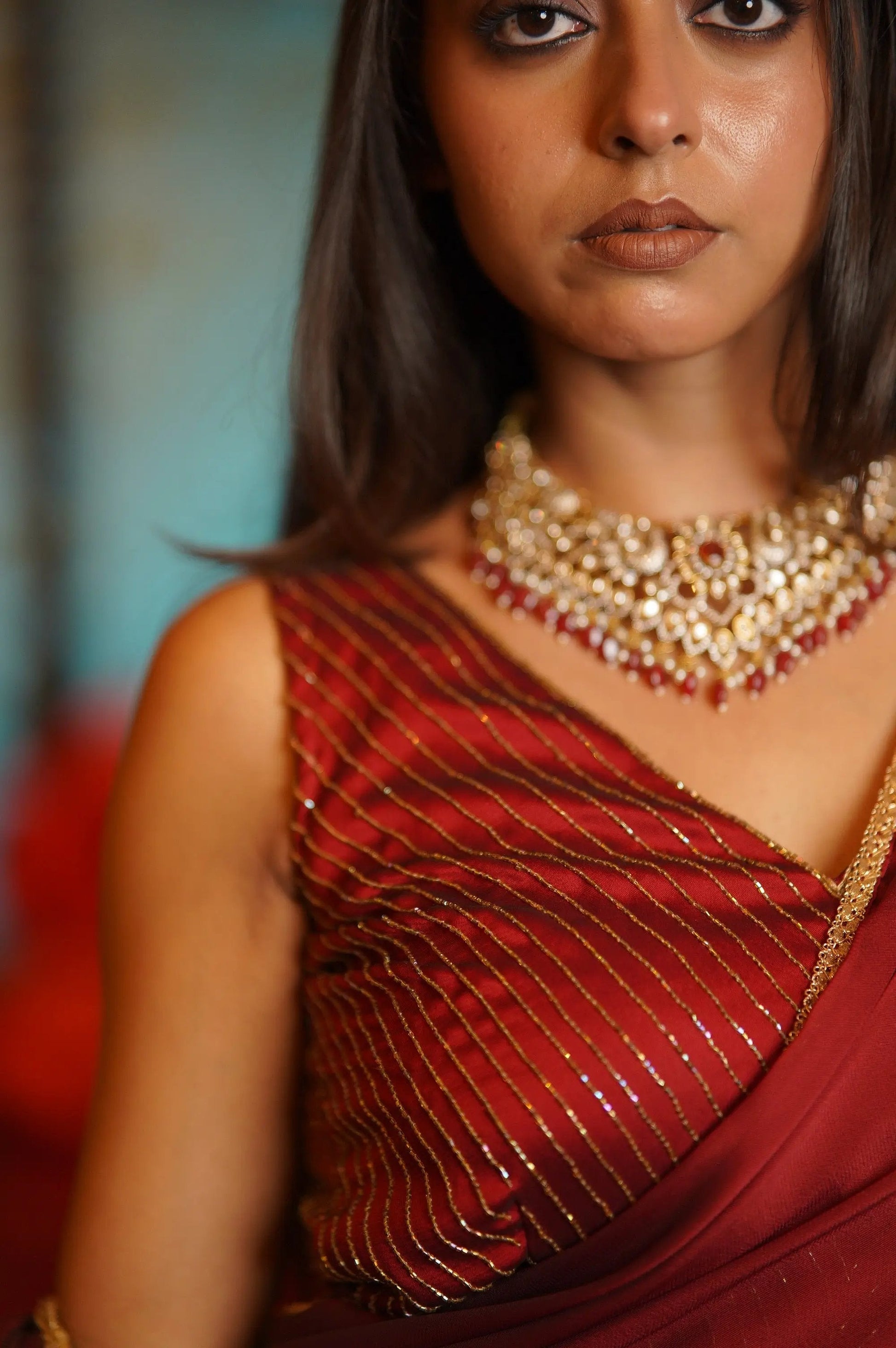 Maroon Charm Tassles Cocktail Saree kreationbykj