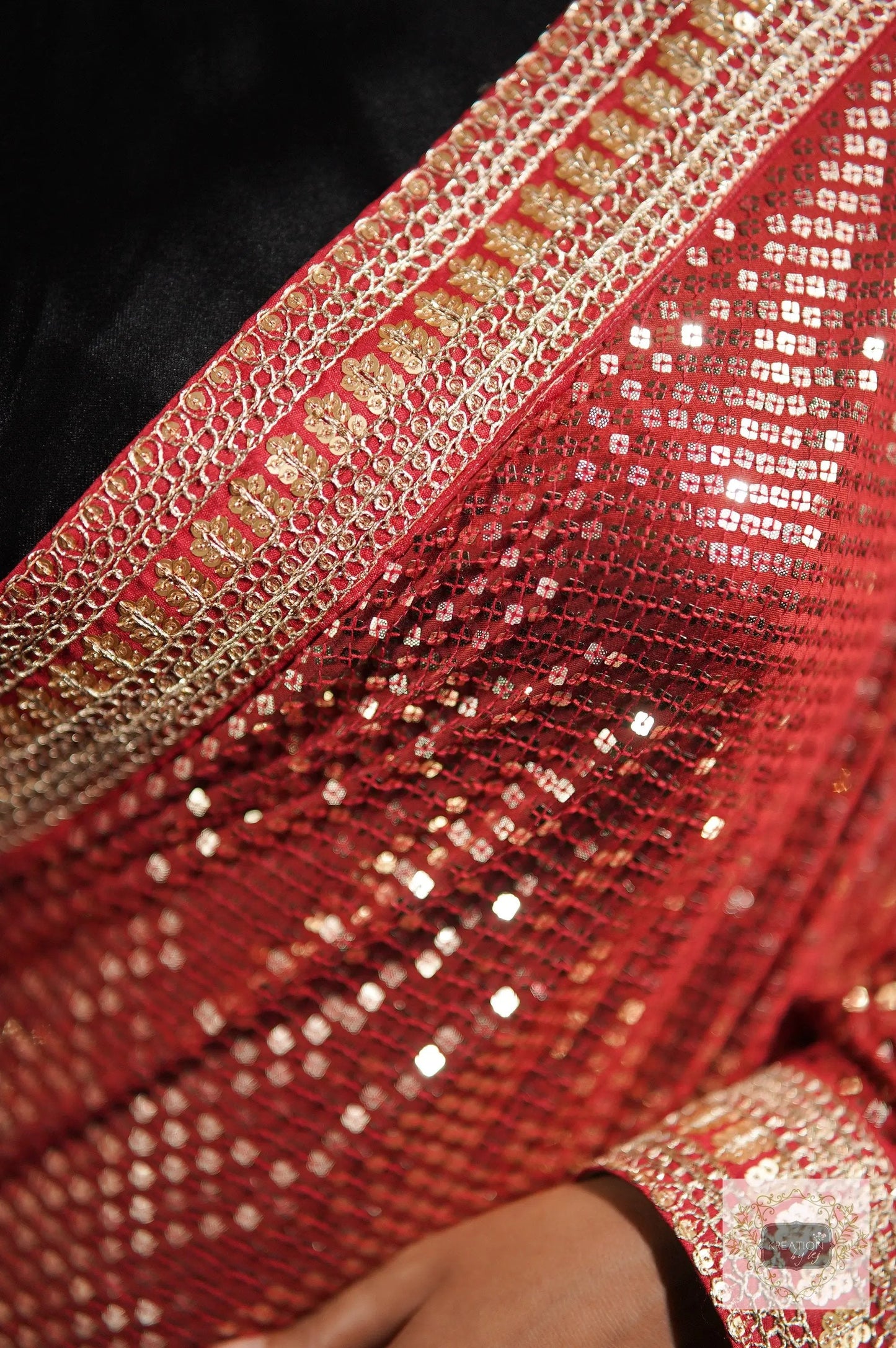 Ruby Radiance Maroon Sequin Saree kreationbykj