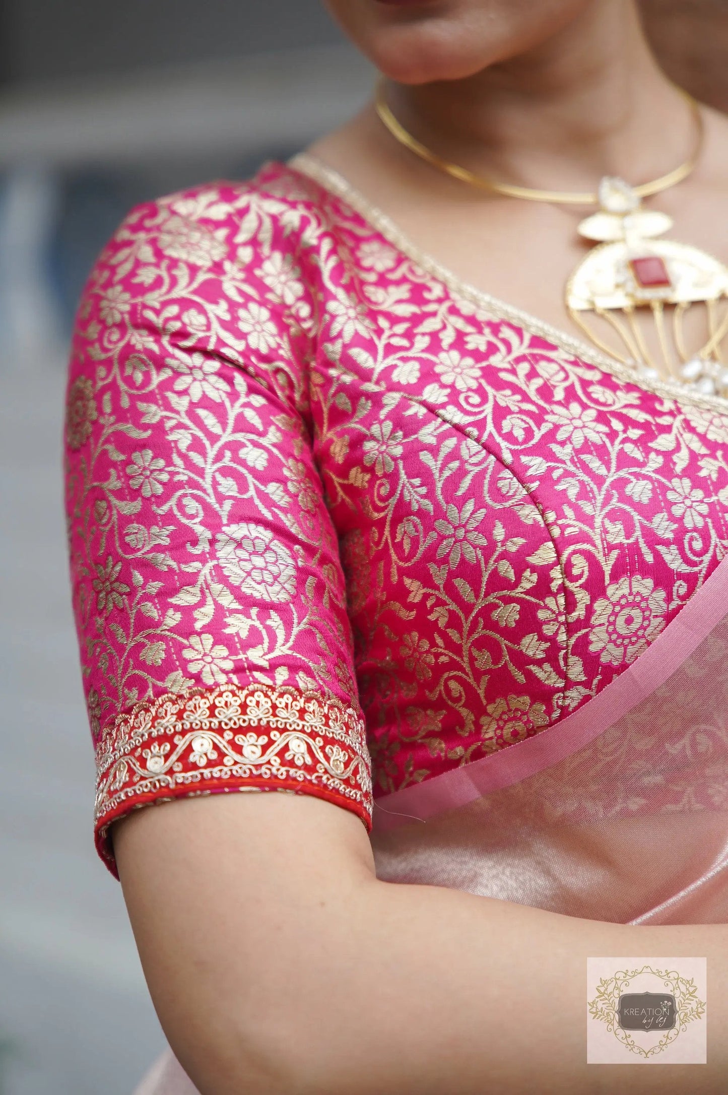 Orchid Rose Pink Tissue Silk Saree kreationbykj