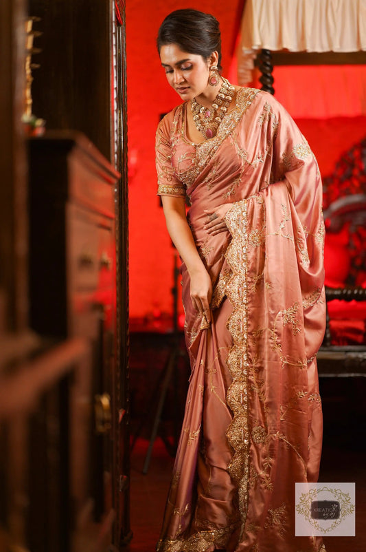 Nazm Dusty Rose Saree kreationbykj
