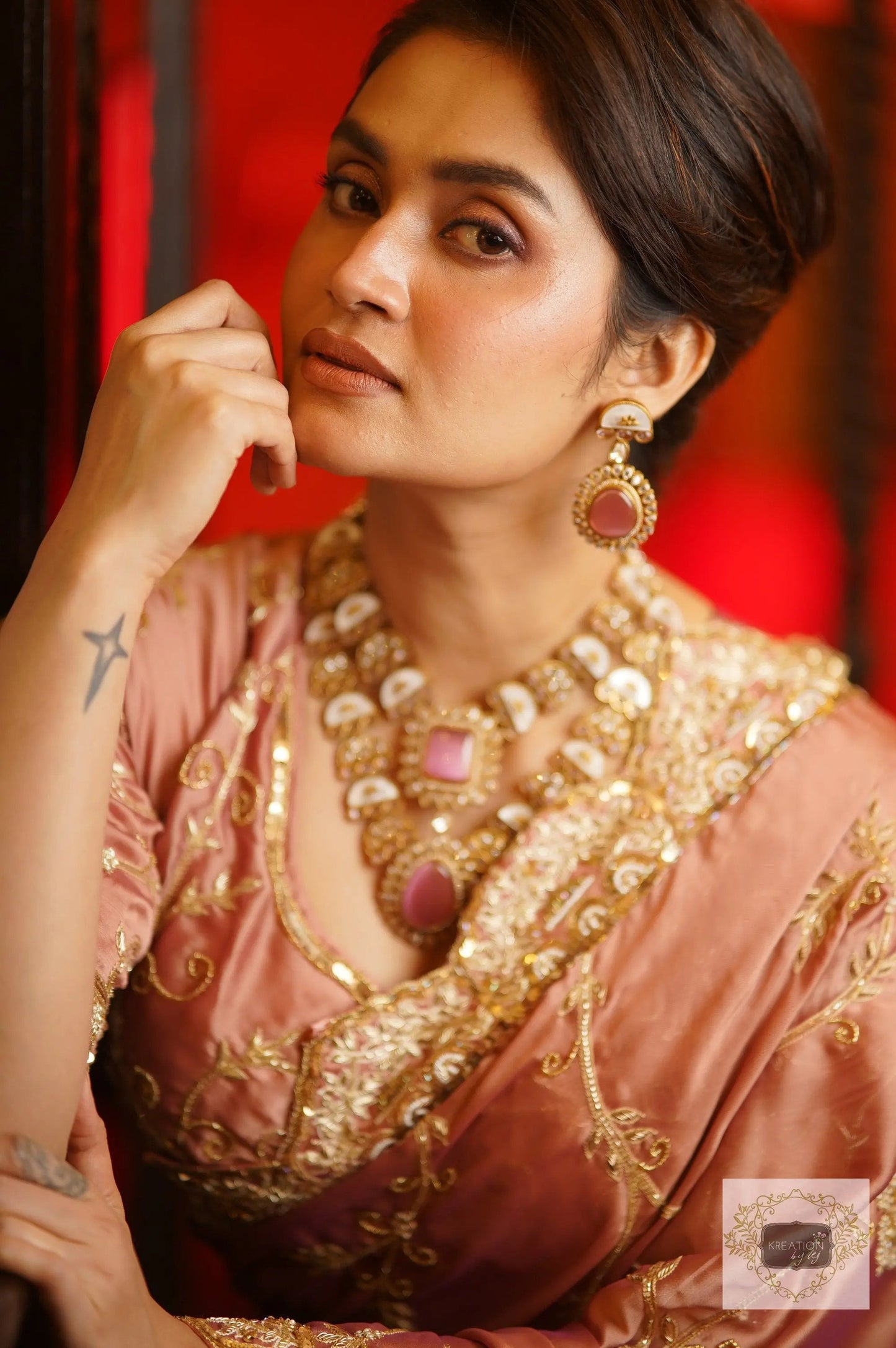 Nazm Dusty Rose Saree kreationbykj