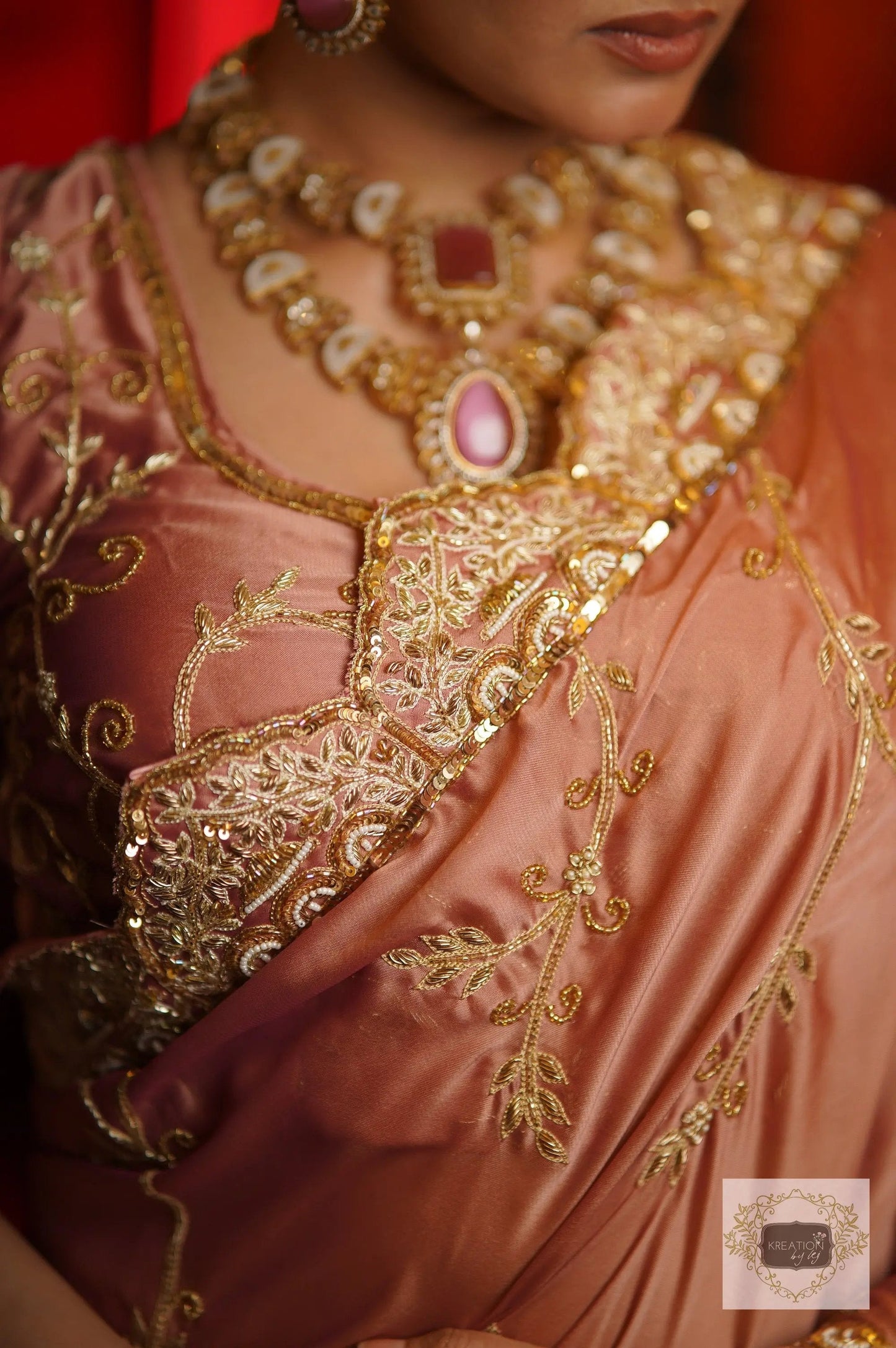 Nazm Dusty Rose Saree kreationbykj