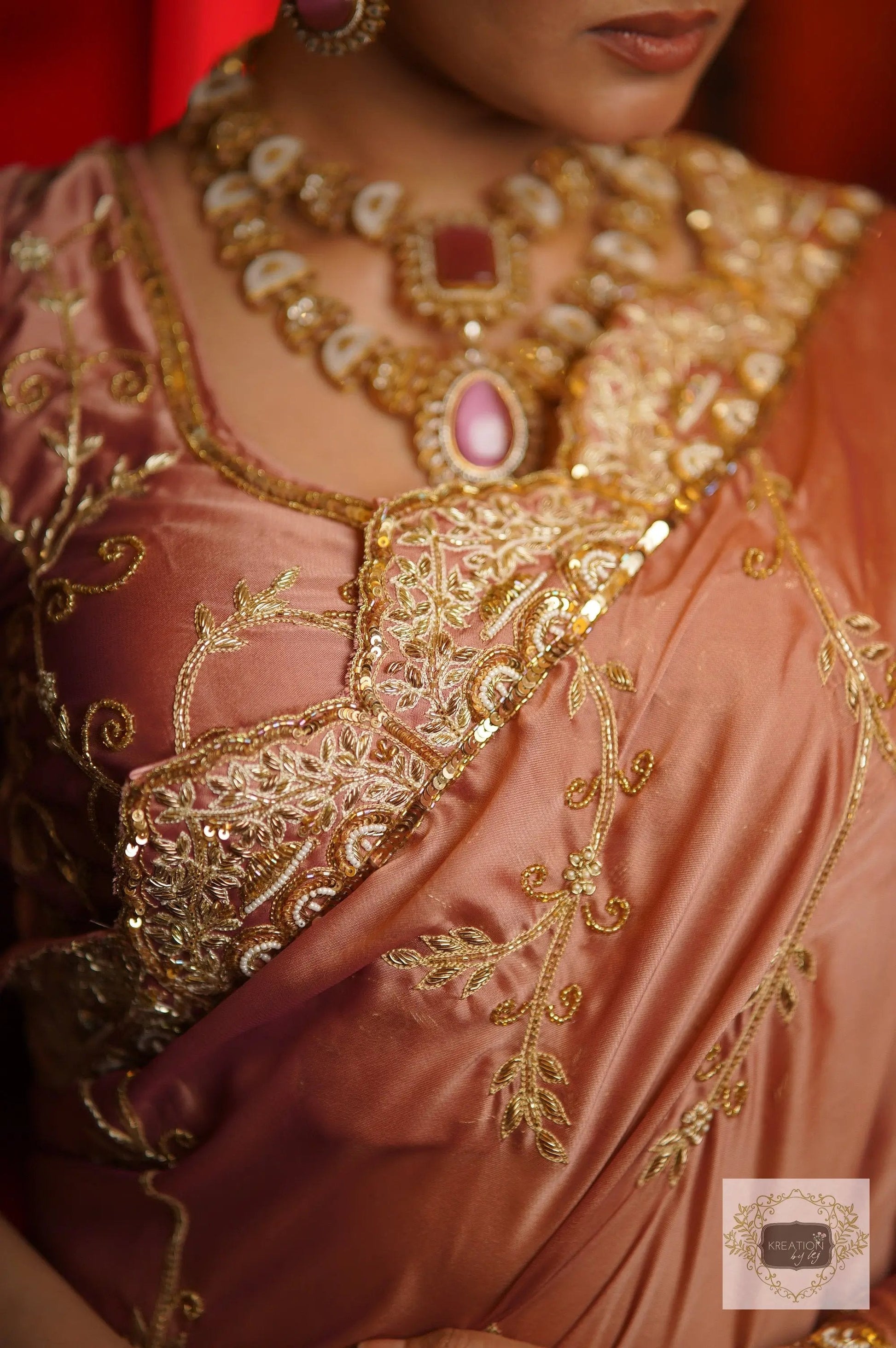 Nazm Dusty Rose Saree kreationbykj