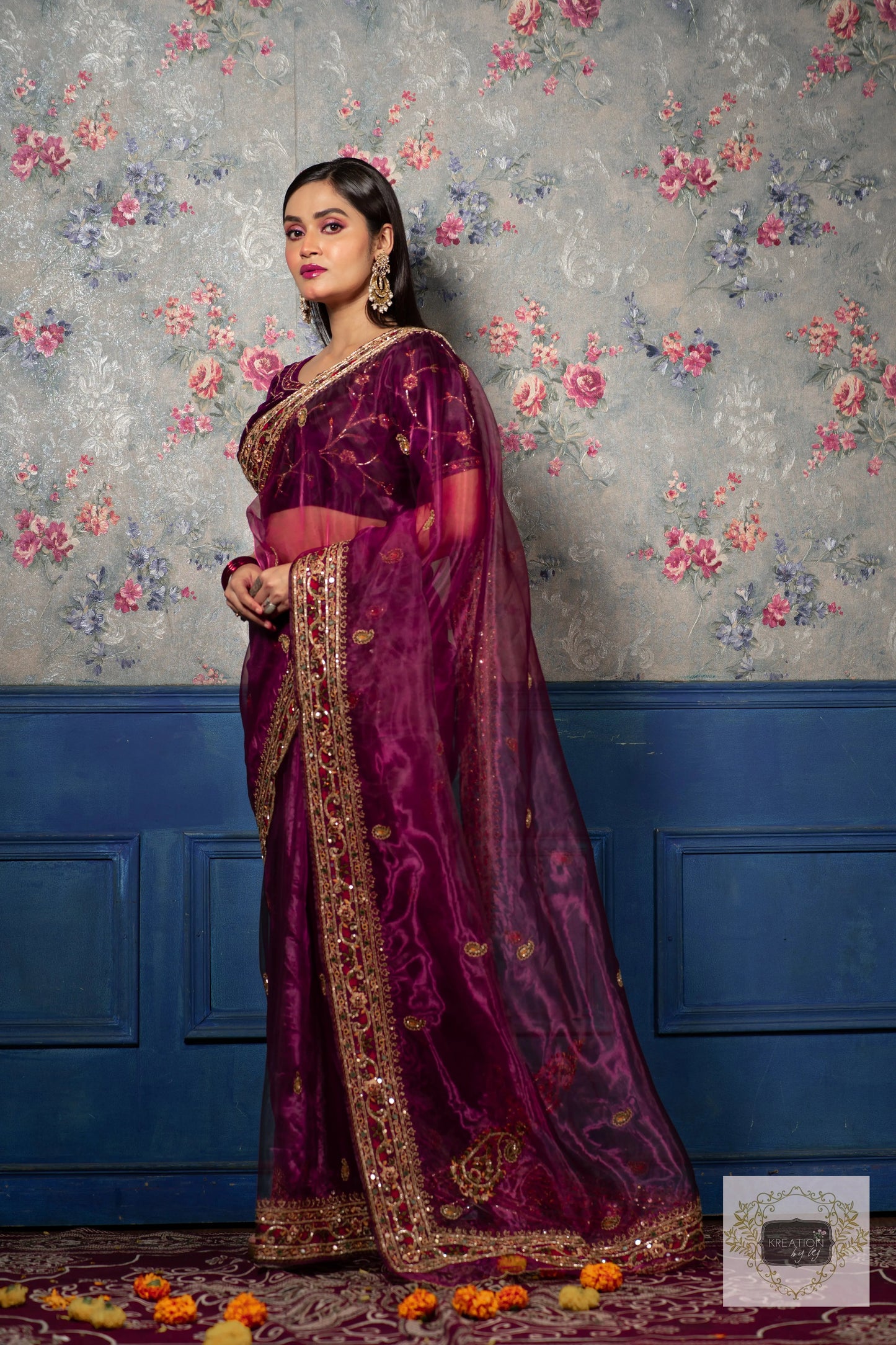 Purple Wine Glass Tissue Afreen Saree kreationbykj