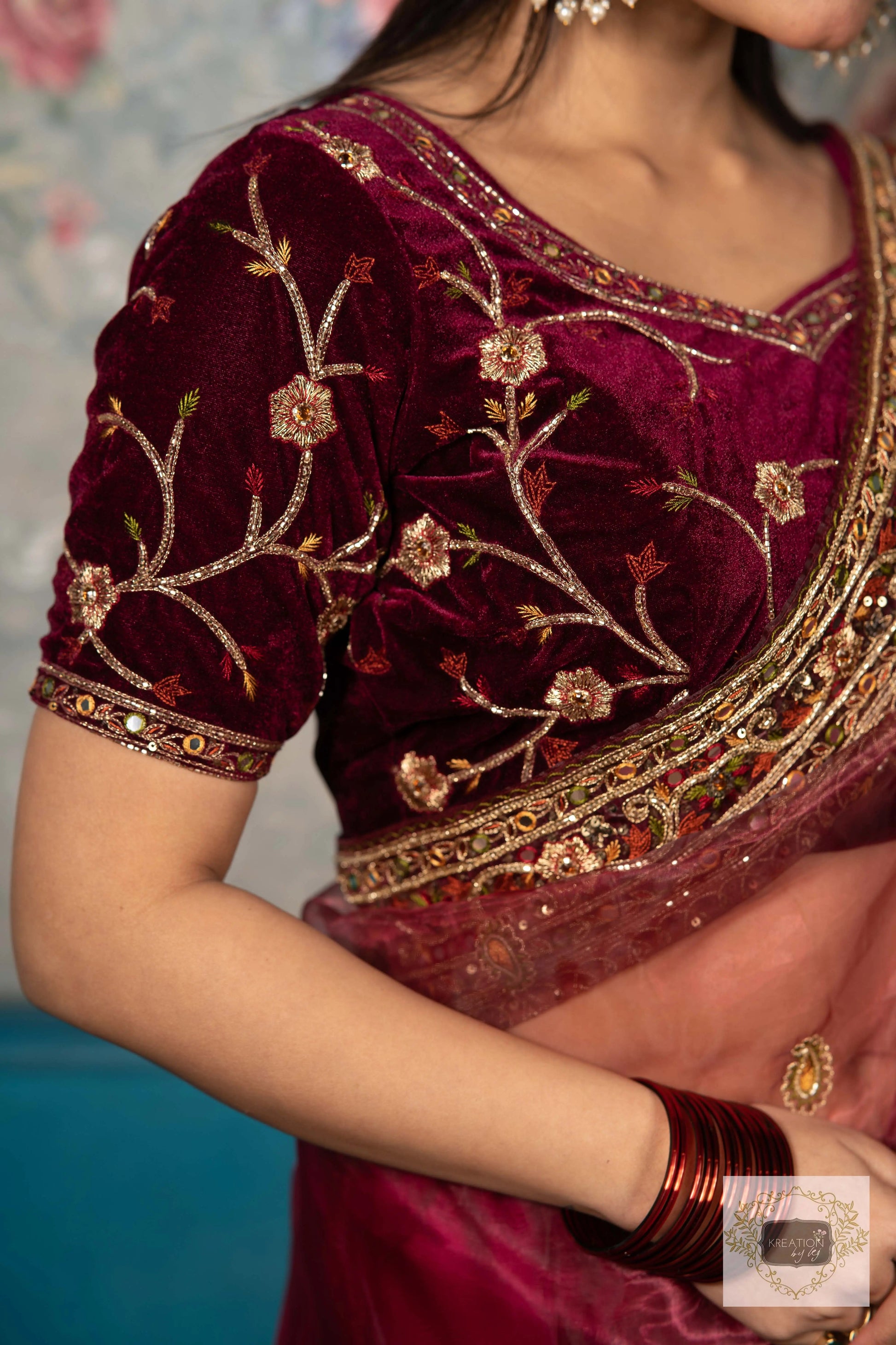 Purple Wine Glass Tissue Afreen Saree kreationbykj