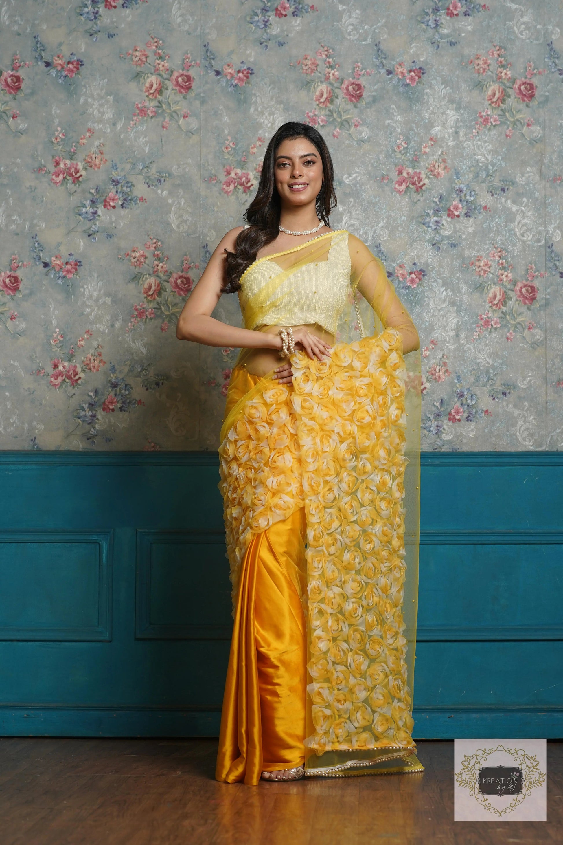 Yellow Drama Queen Saree kreationbykj