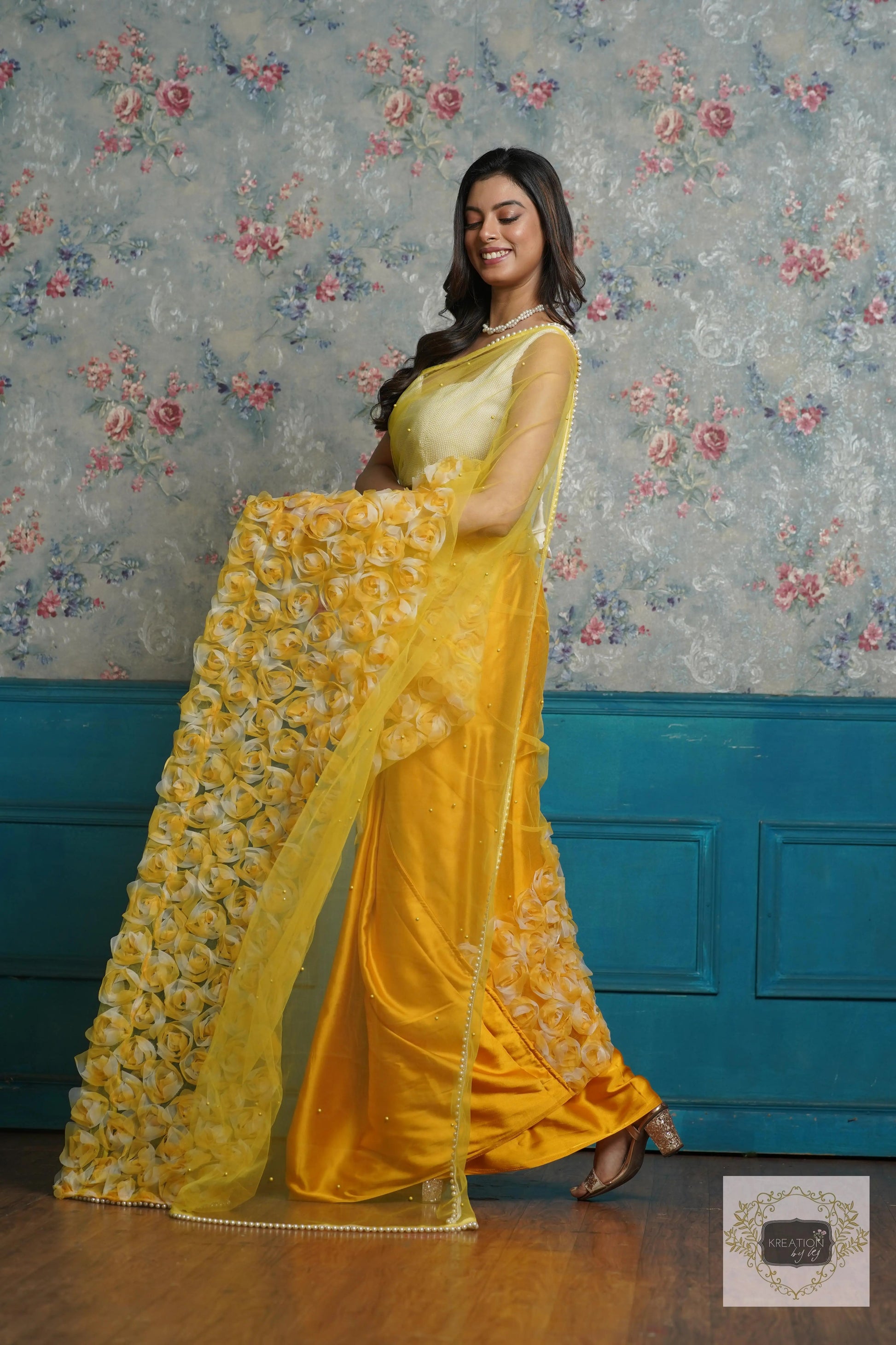Yellow Drama Queen Saree kreationbykj