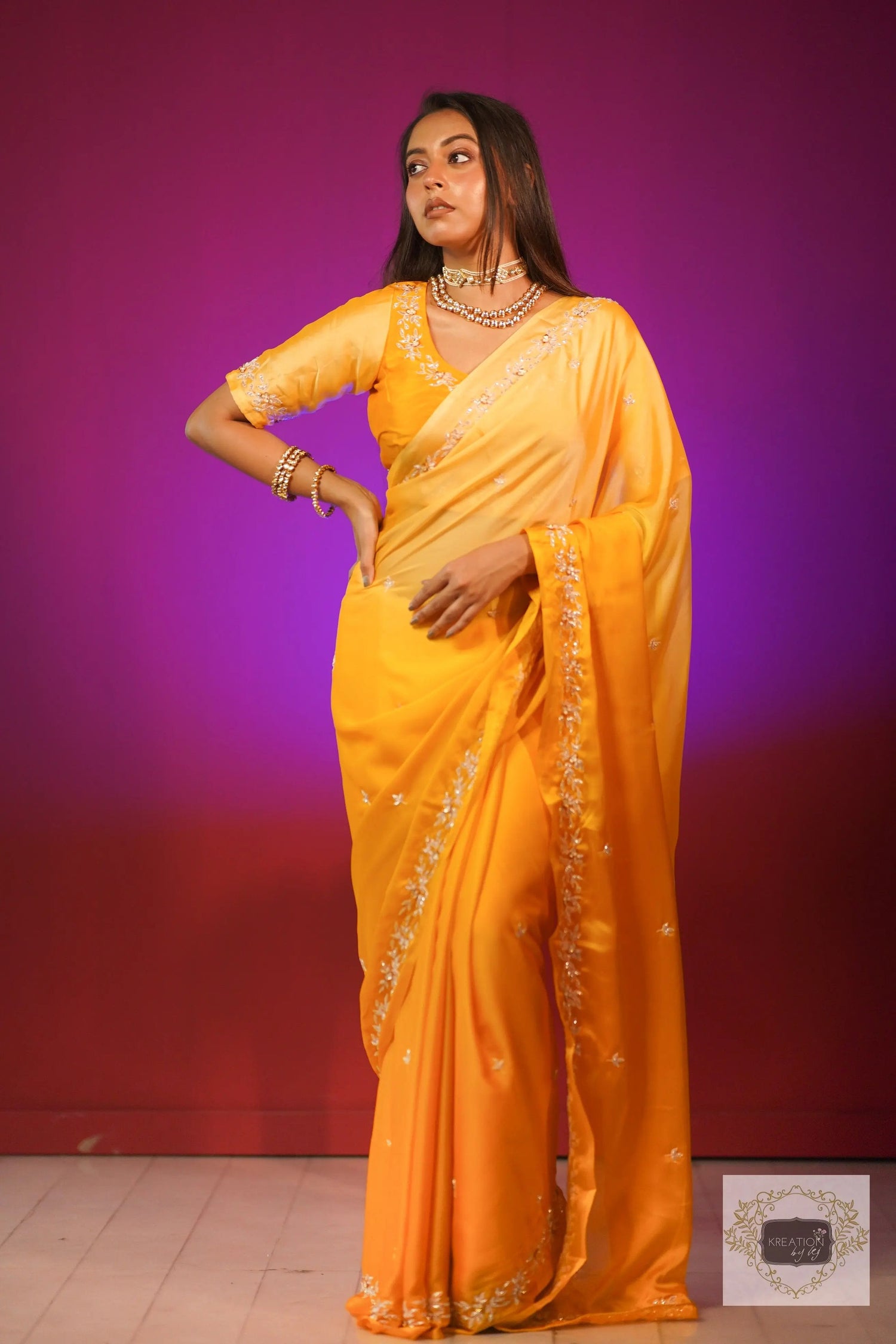 Amber Radiance Ombré Chandani Saree kreationbykj.in