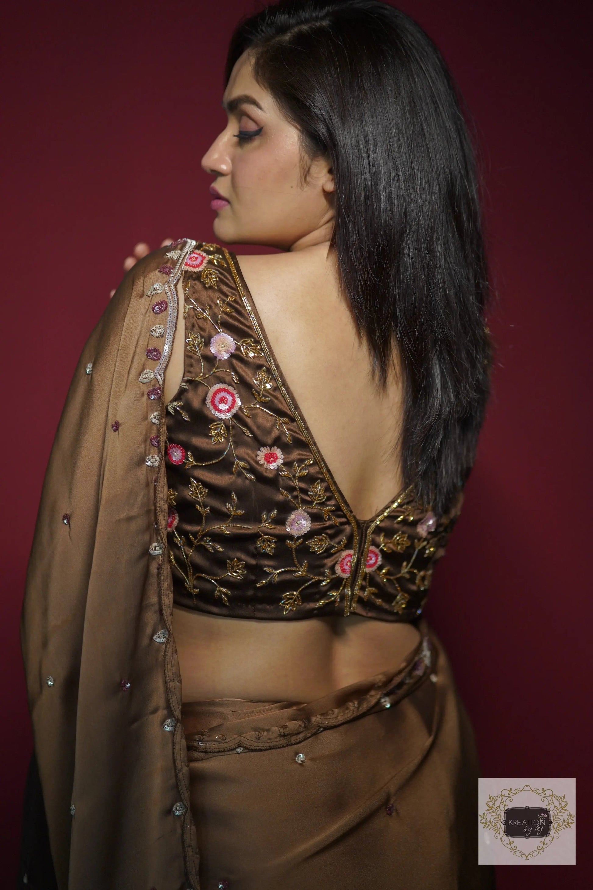 Chai Coffee Ombré Cocktail Saree kreationbykj