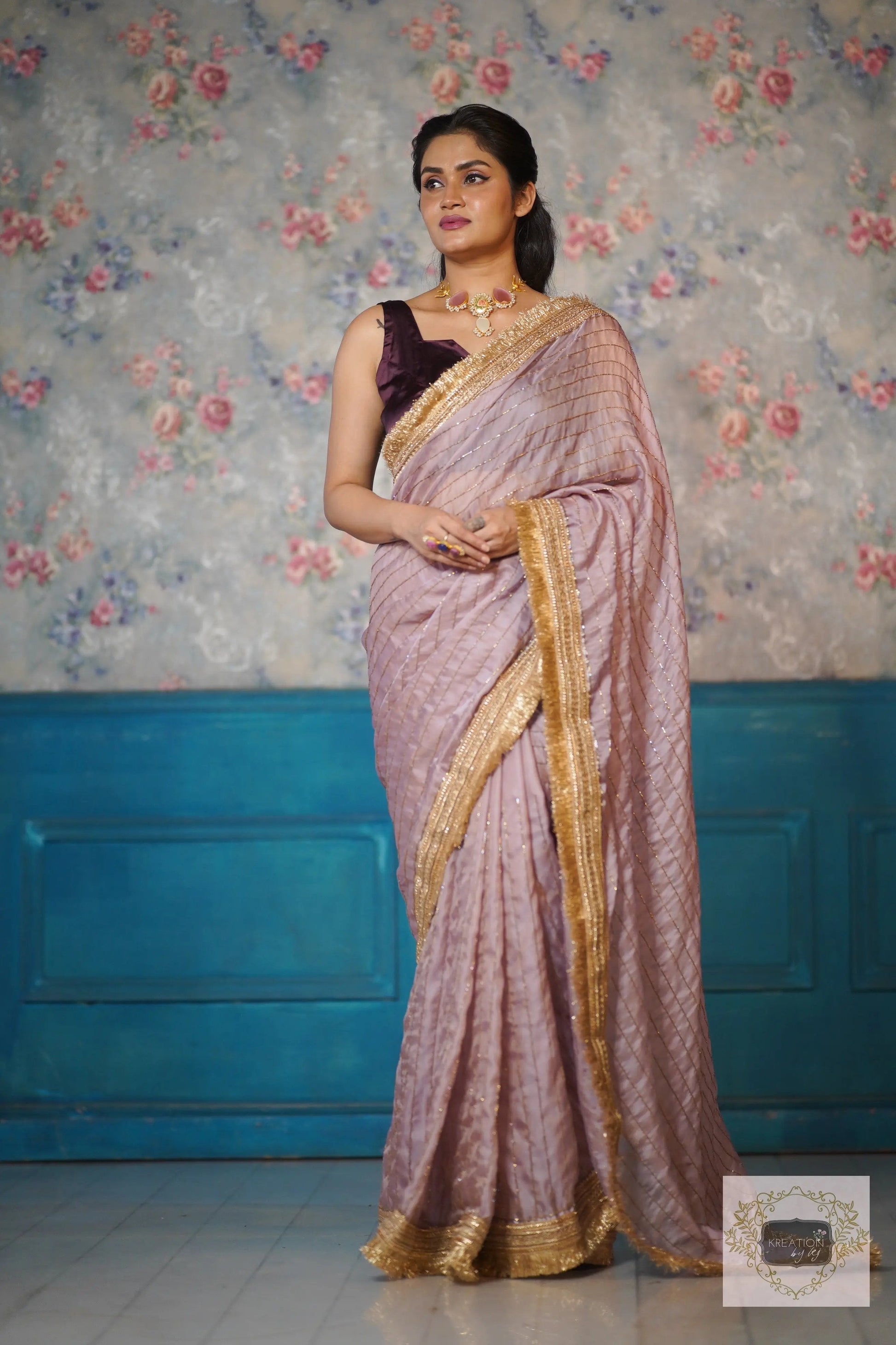 Lilac Net Noorani Banno Saree For Wedding kreationbykj