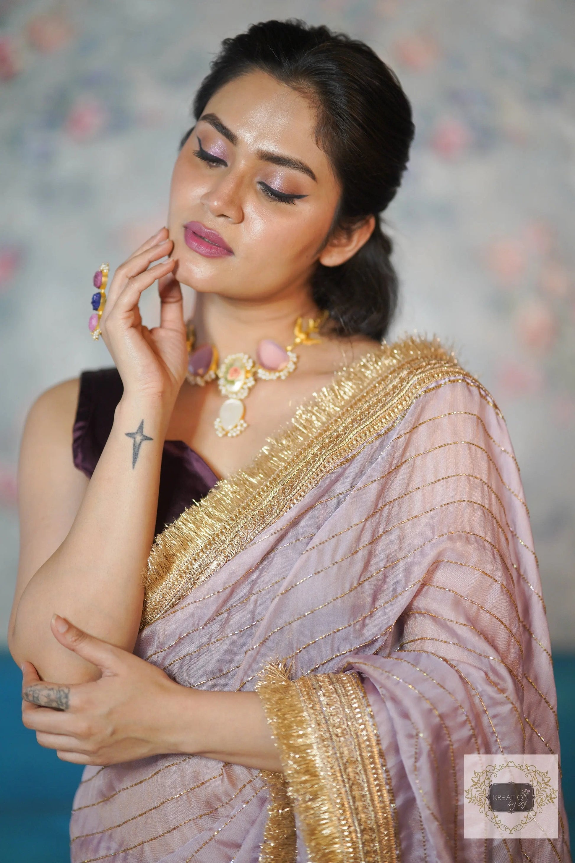 Lilac Net Noorani Banno Saree For Wedding kreationbykj