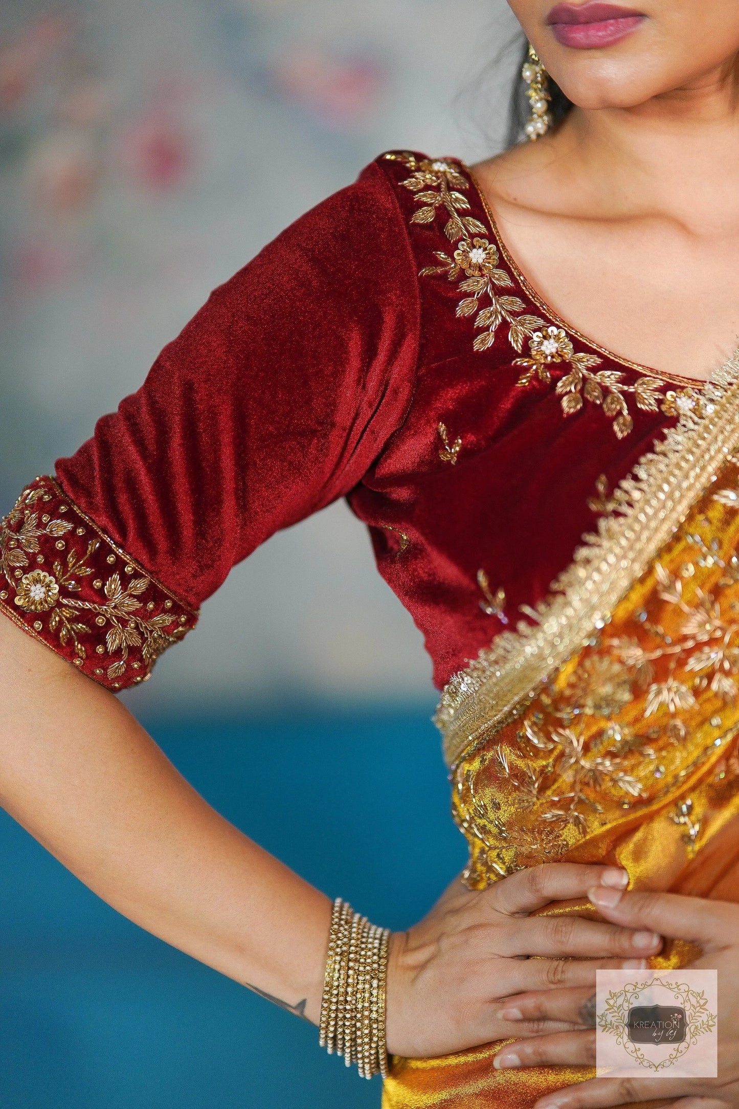 Fiery Gold Anaya Zari Tissue Saree for Bride kreationbykj