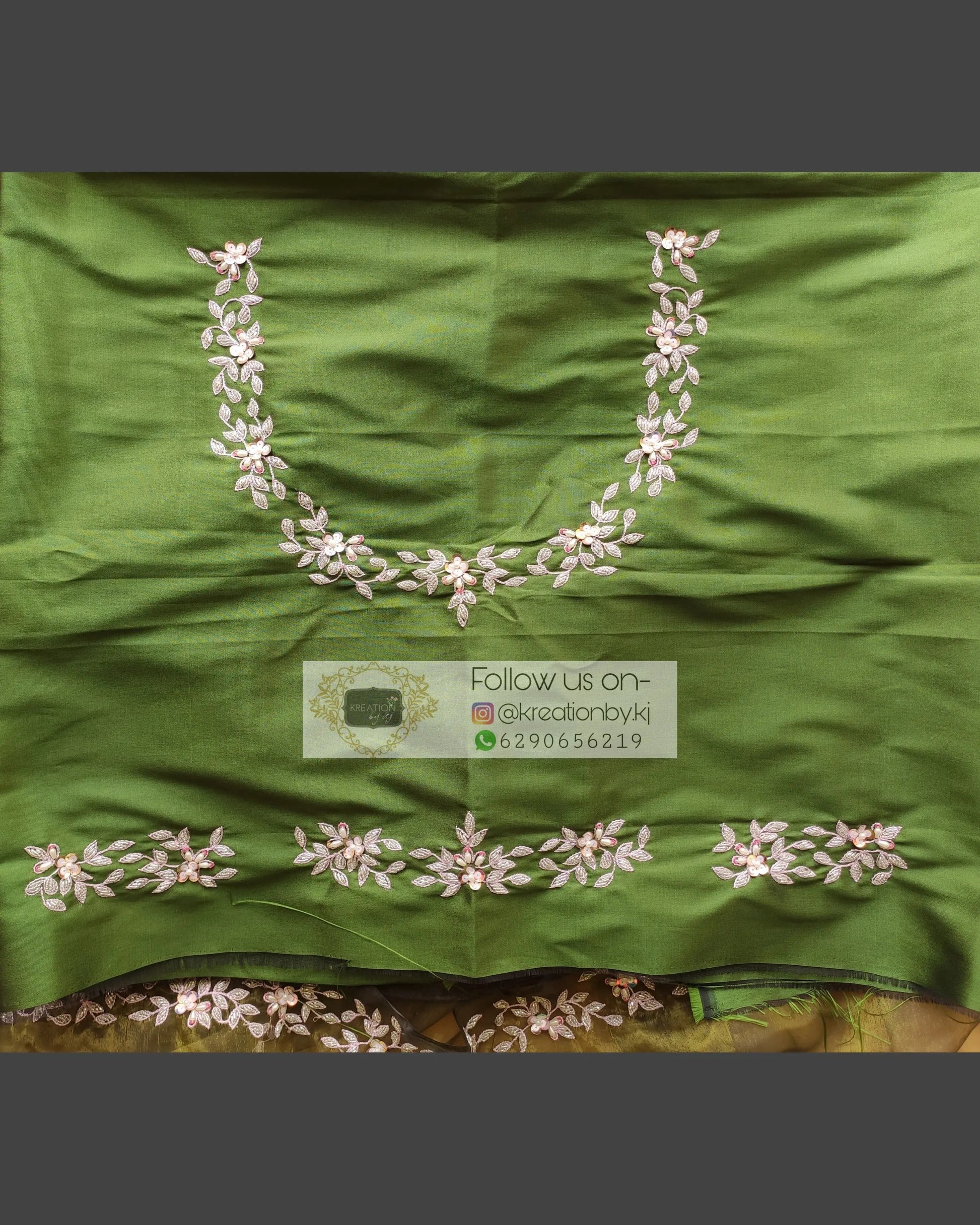 Military Green Chandani Saree - kreationbykj