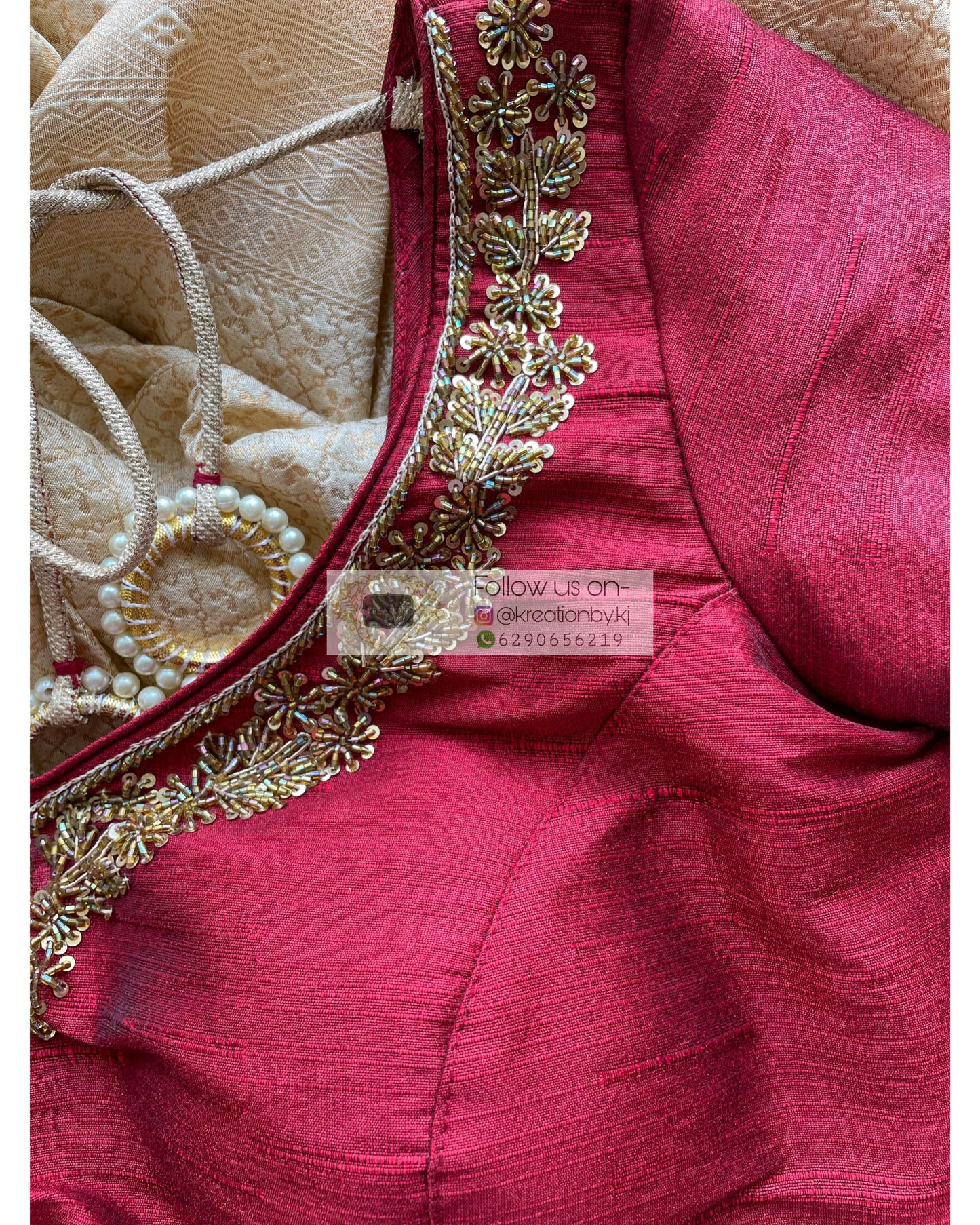 Maroon Taj Mahal Bridal Blouse Piece