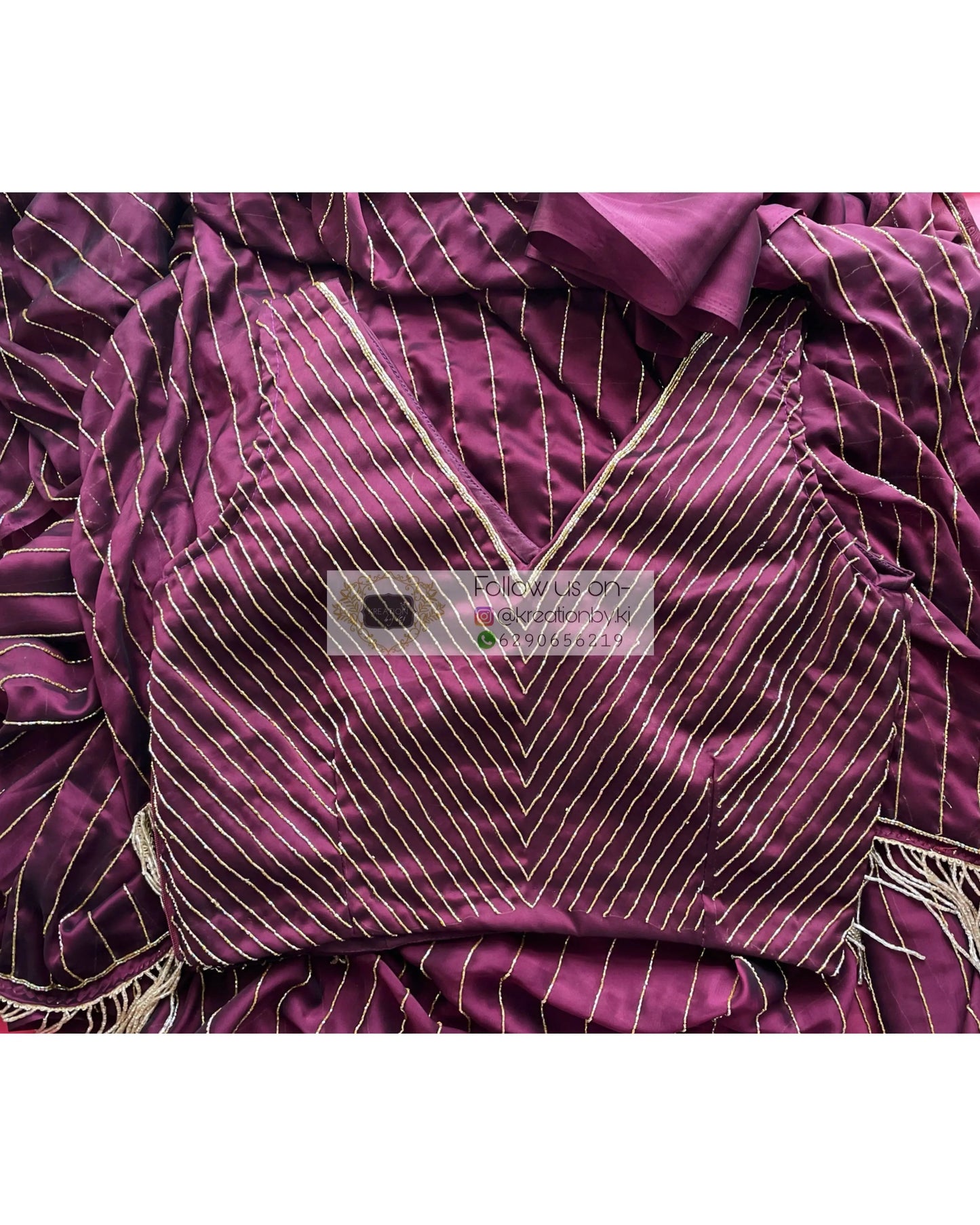 Aubergine Noorani Georgette Cocktail Saree kreationbykj