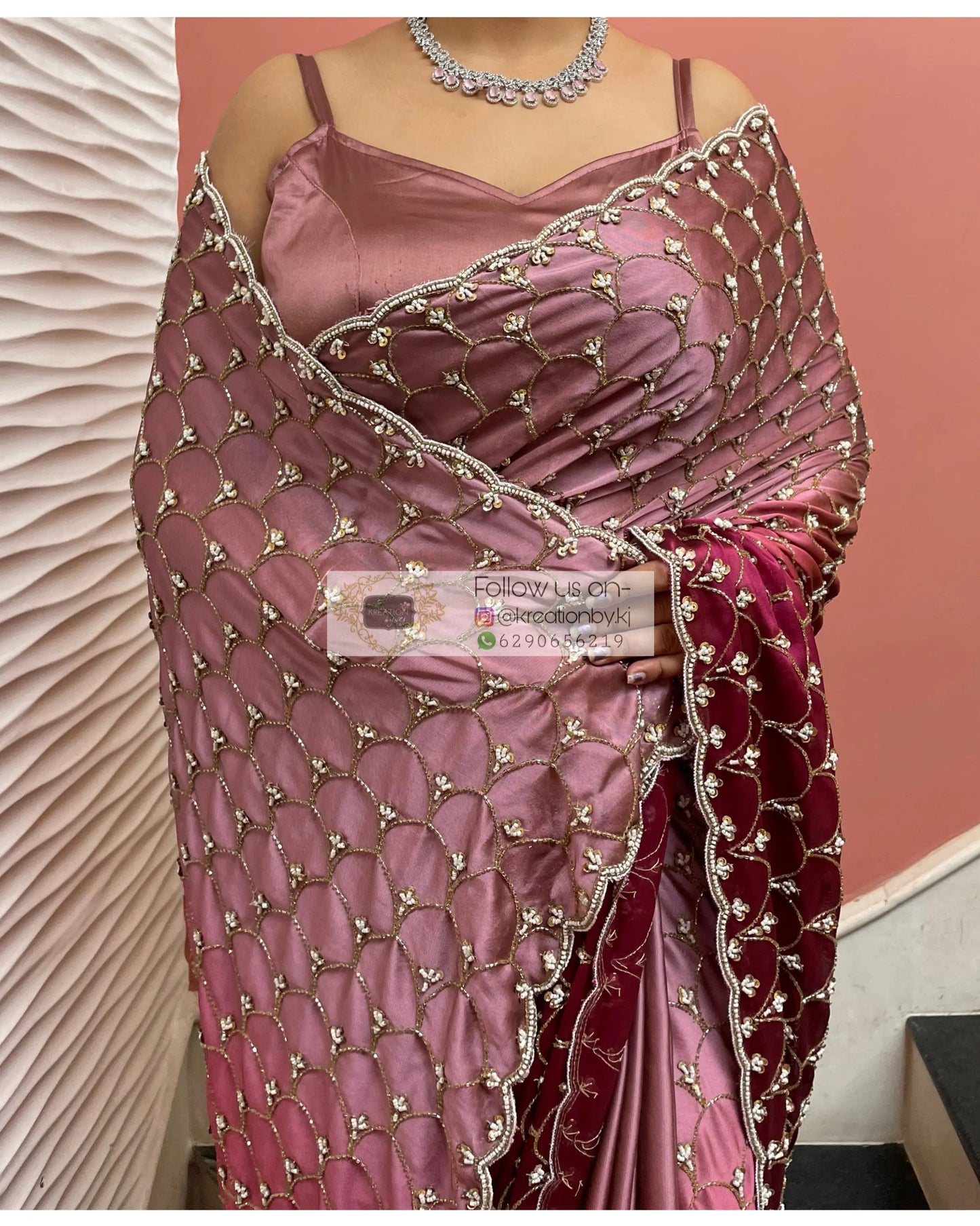 Ombré Cutdana Mehraab Jaal Saree - kreationbykj