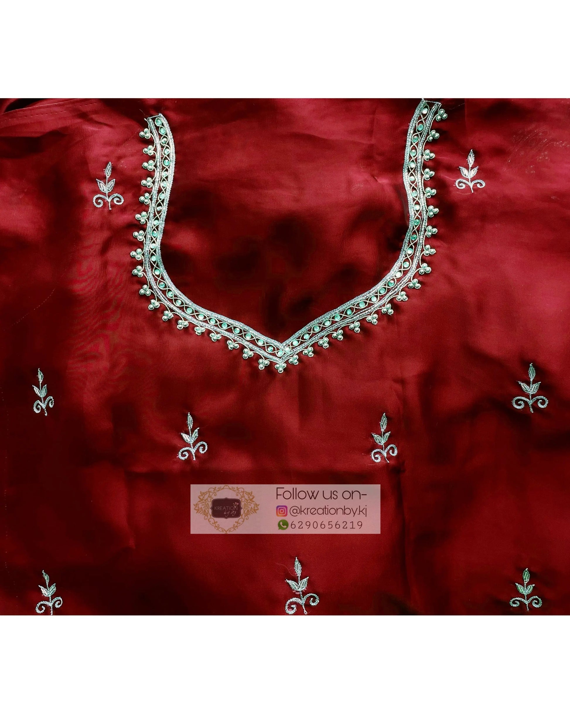 Red Glass Tissue Zarina Saree - kreationbykj