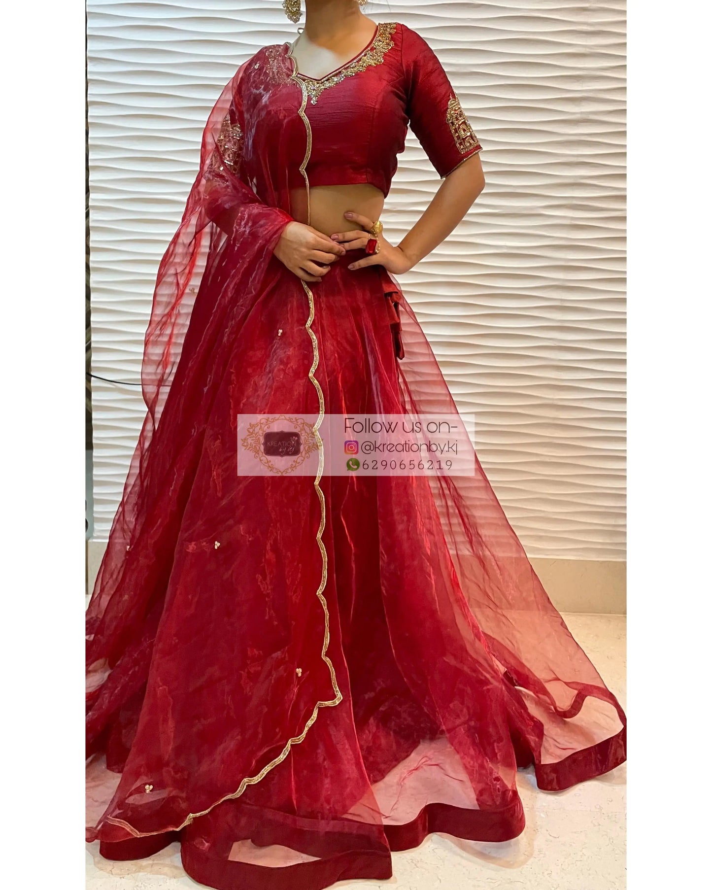 Red Noor Lehenga - kreationbykj