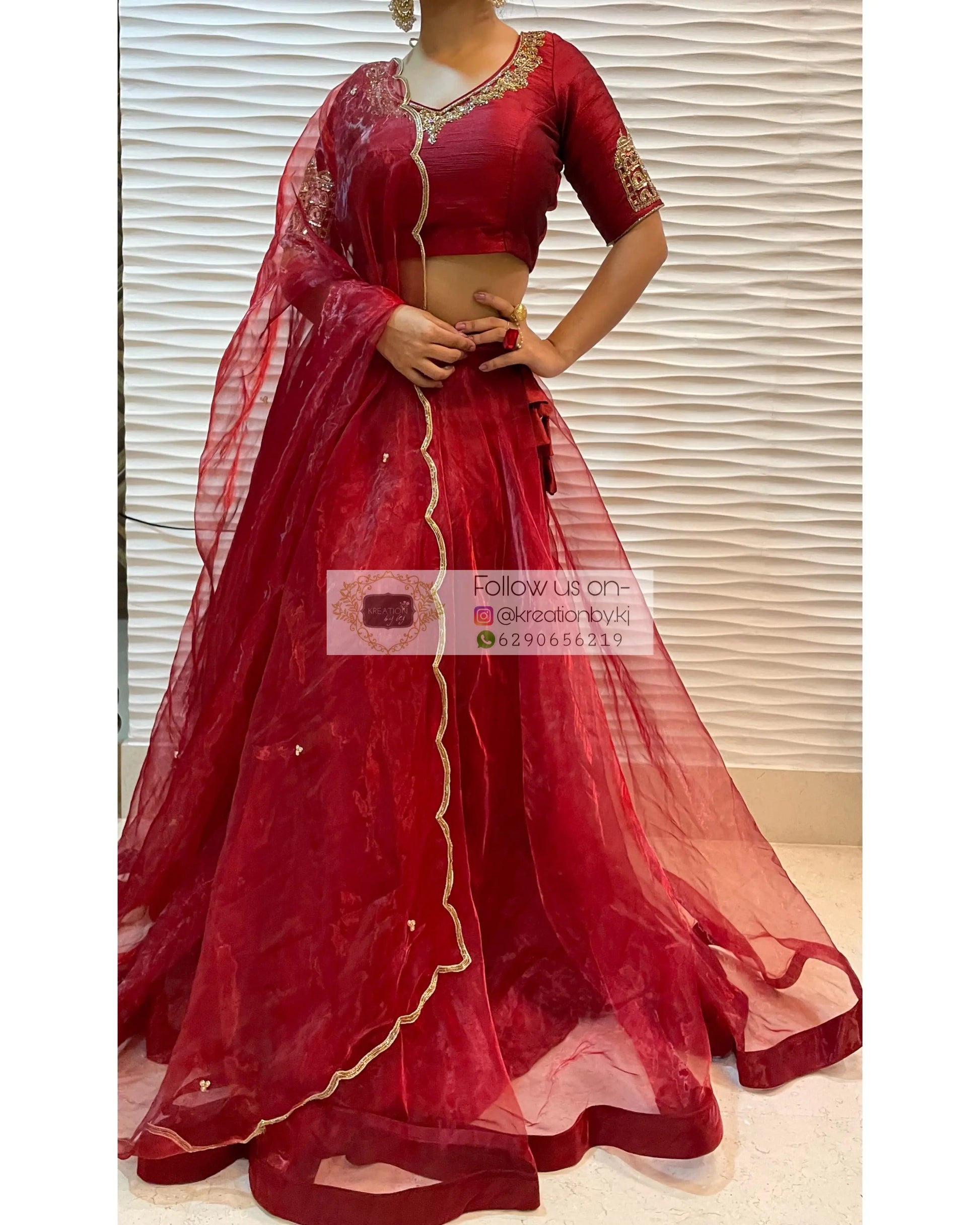 Red Noor Lehenga - kreationbykj