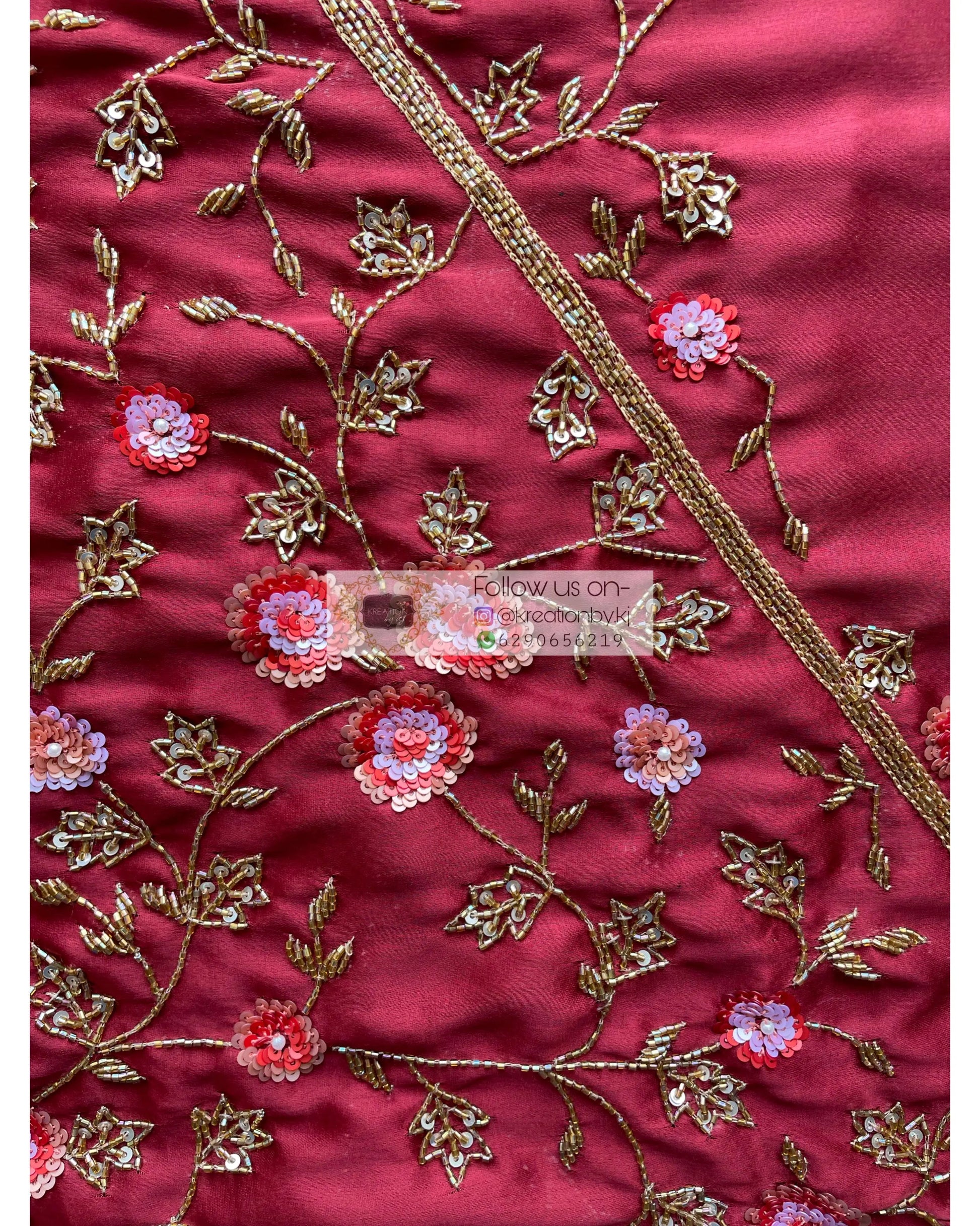 Maroon Rose Blouse Piece - kreationbykj