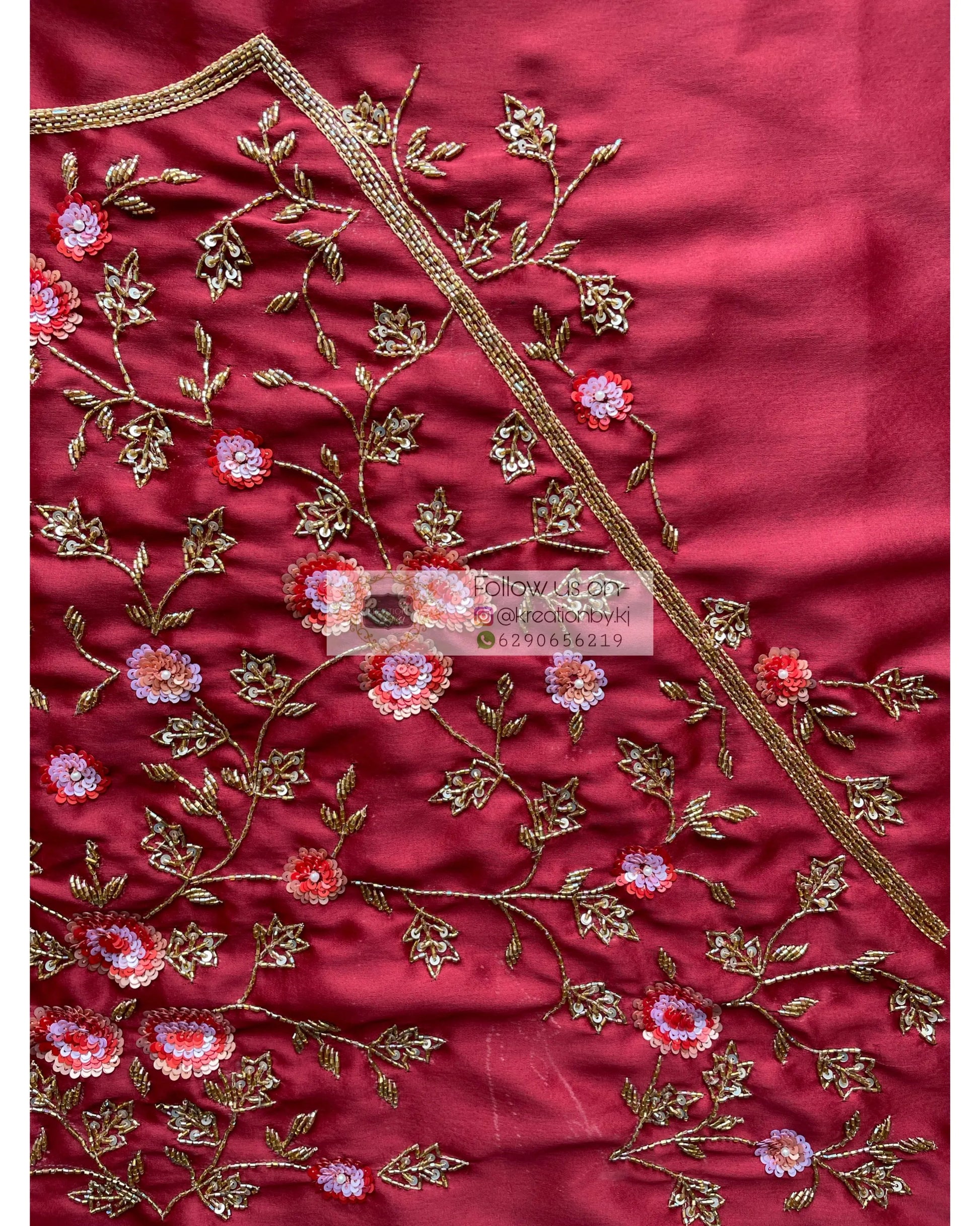 Maroon Rose Blouse Piece - kreationbykj