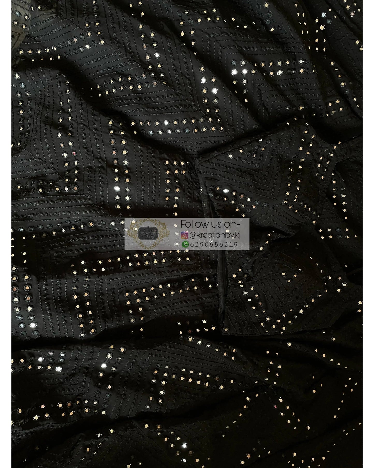 Black Sheesh Mahal Lehenga - kreationbykj