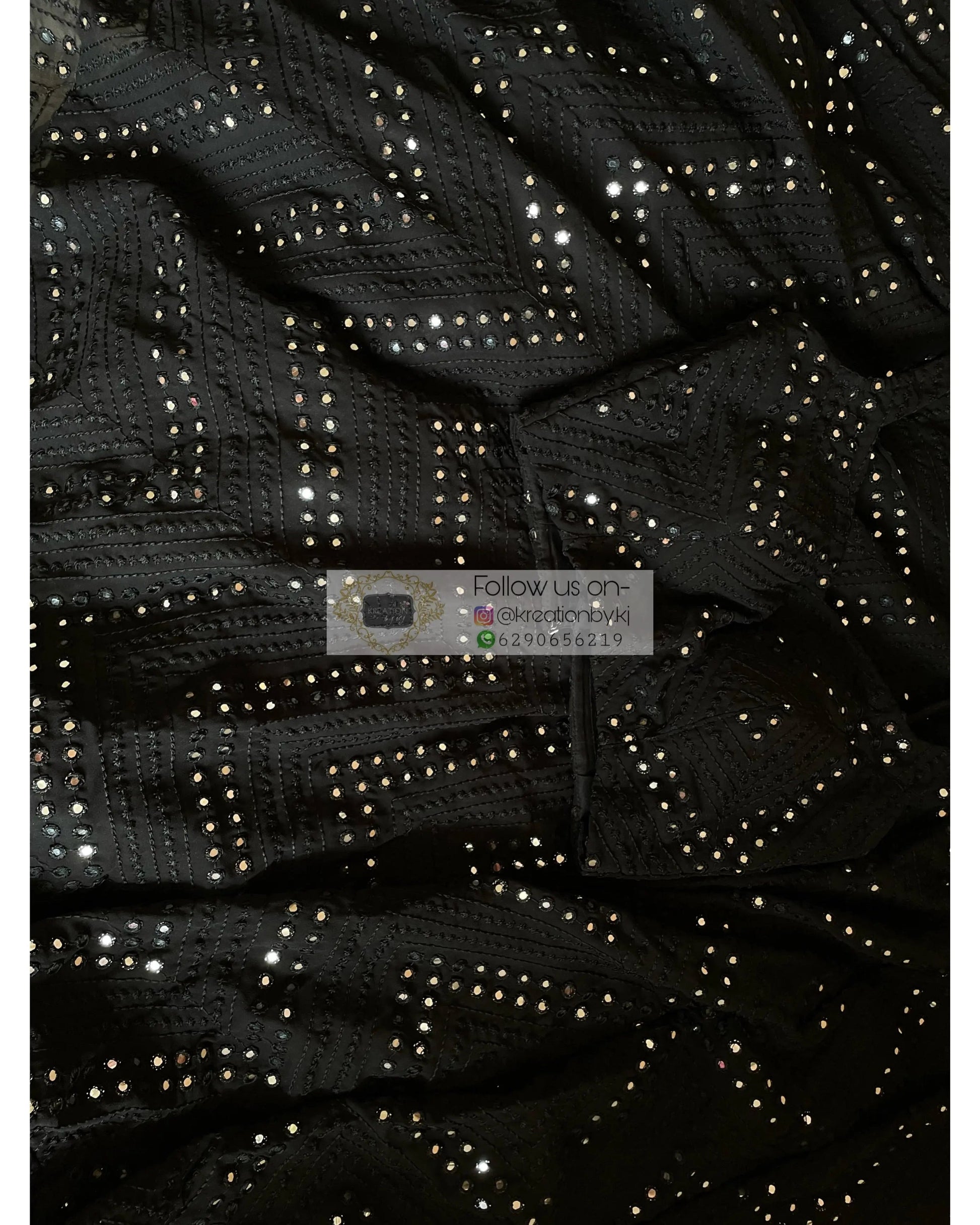 Black Sheesh Mahal Lehenga - kreationbykj
