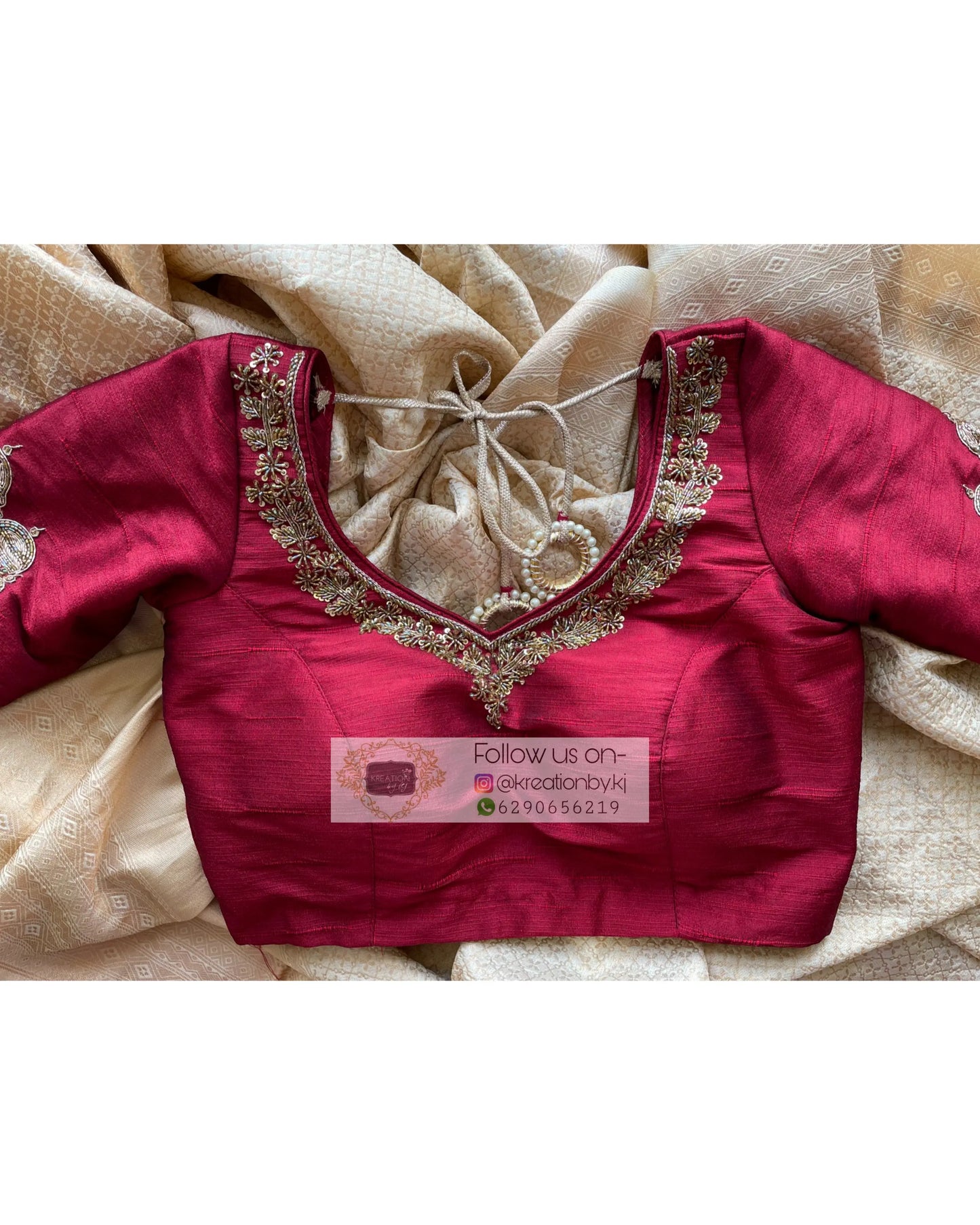 Maroon Taj Mahal Bridal Blouse Piece