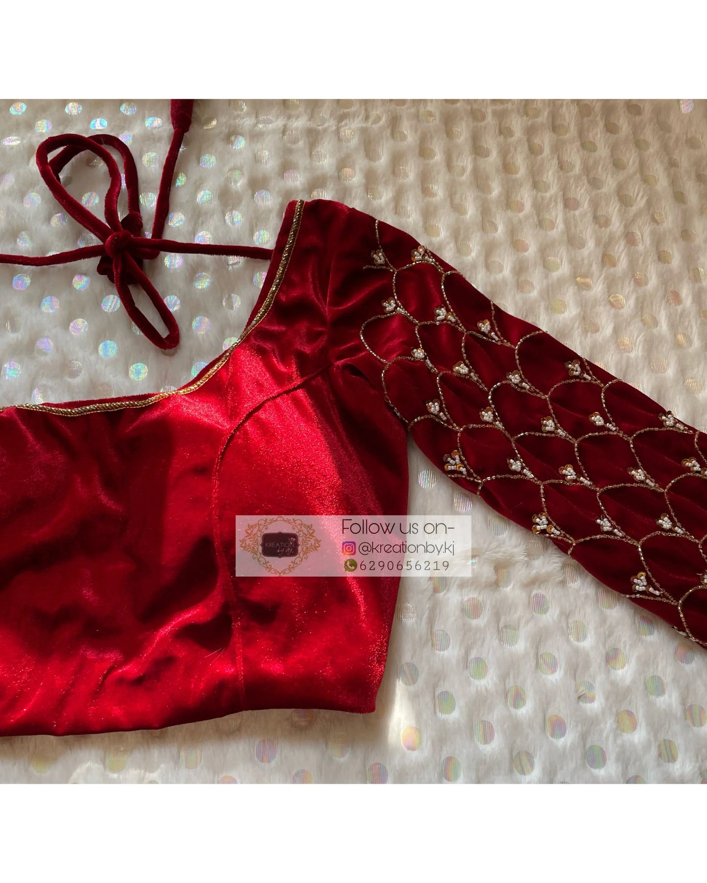 Maroon Velvet Mehraab Sleeves Blouse Piece