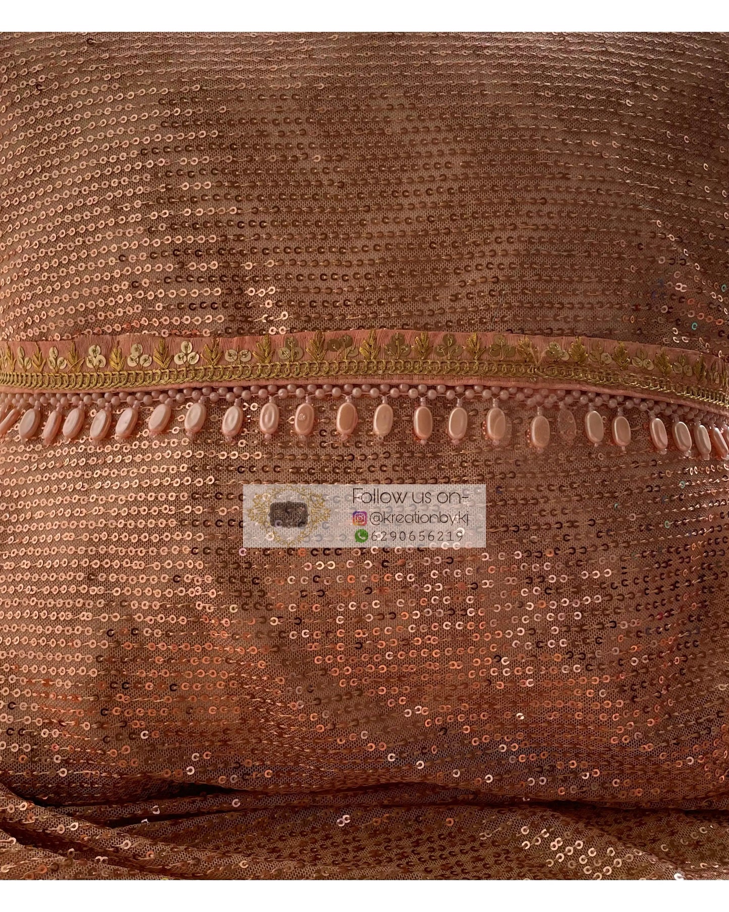 Peach Sequins and Zari Waist belt with Tassels - kreationbykj